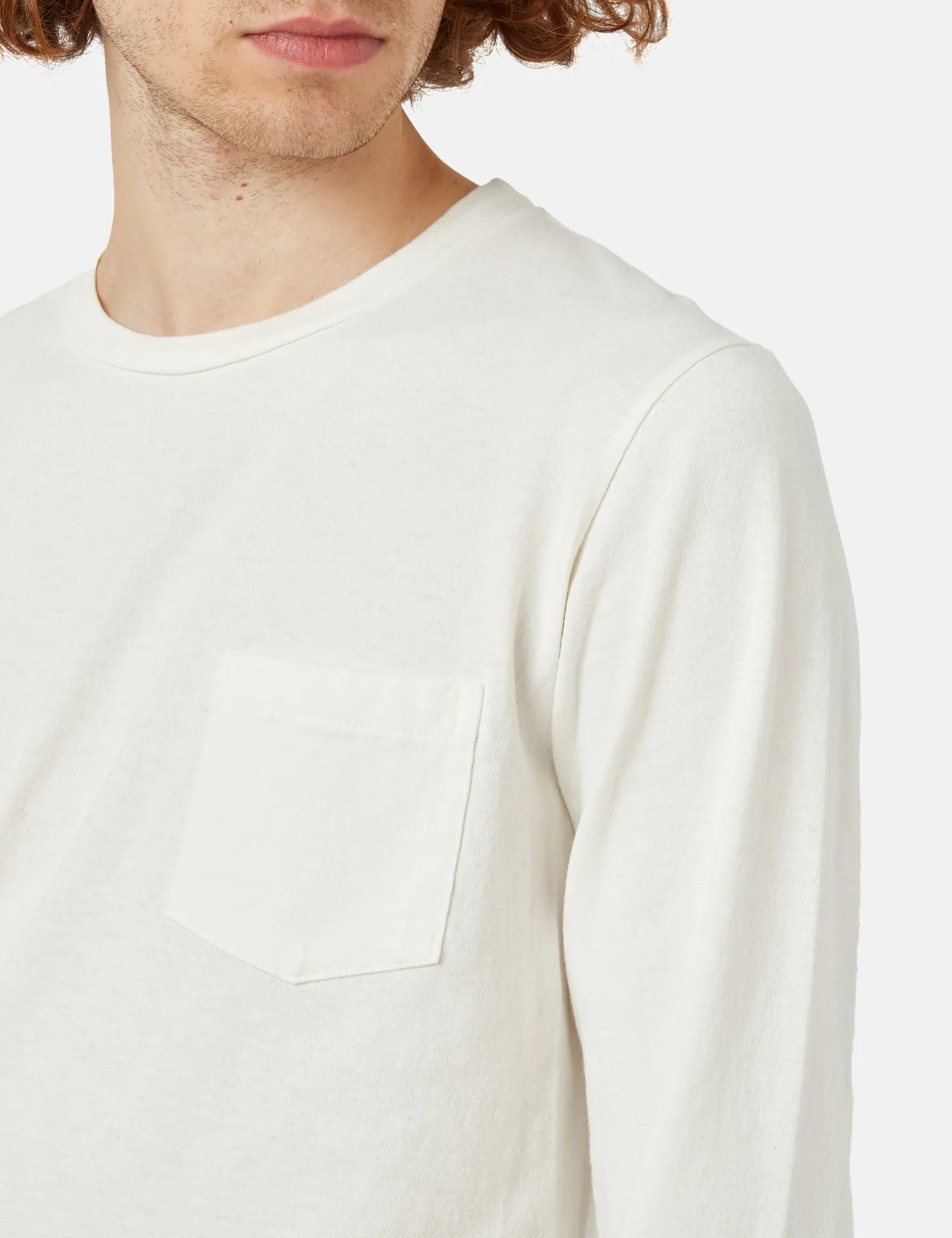 Velva Sheen USA Made Pocket Long Sleeve T-Shirt - White sold by Article London product image thumbnail 2