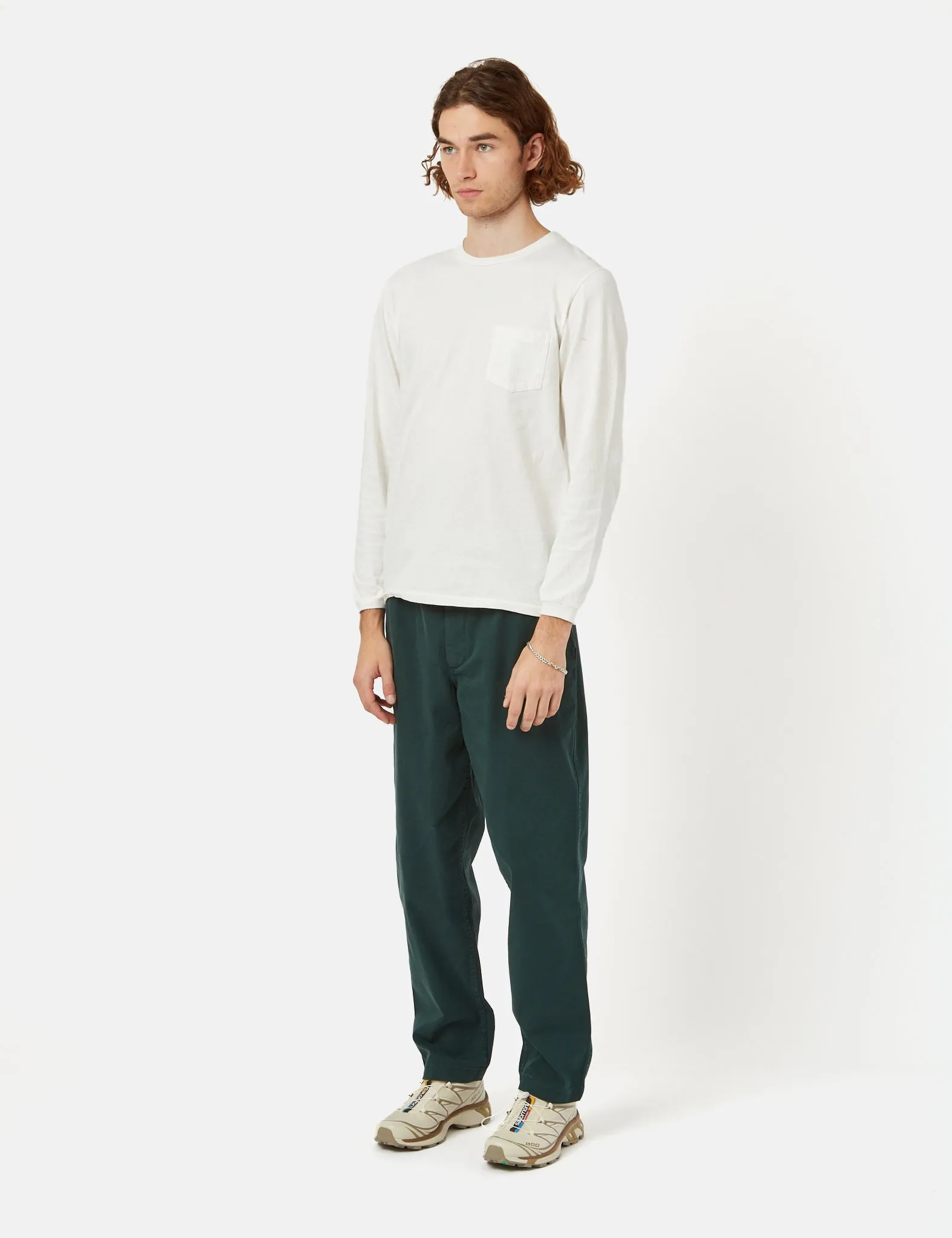 Velva Sheen USA Made Pocket Long Sleeve T-Shirt - White sold by Article London product image thumbnail 3