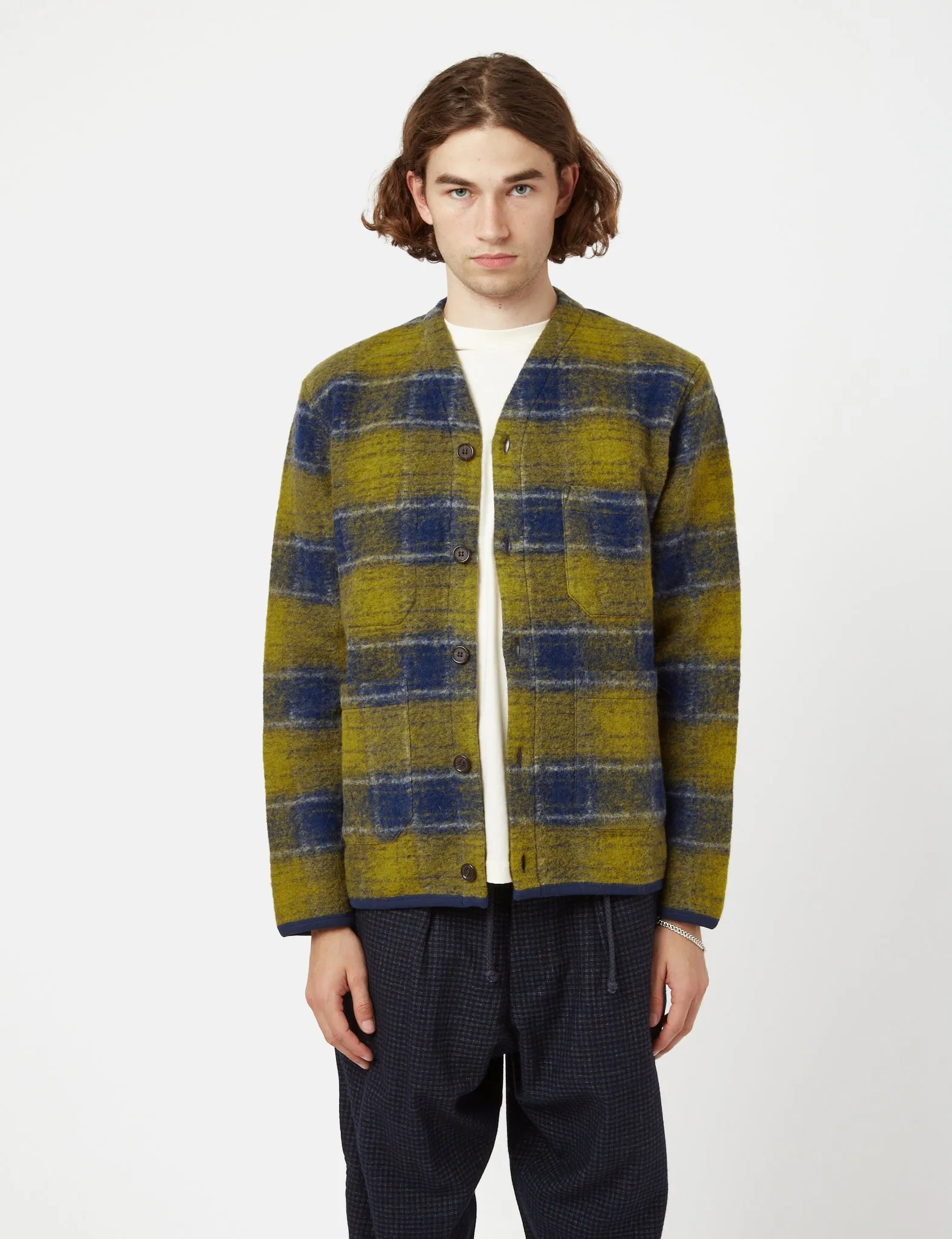 Universal Works Cardigan (Wool Fleece) - Yellow sold by Article London product image thumbnail 4