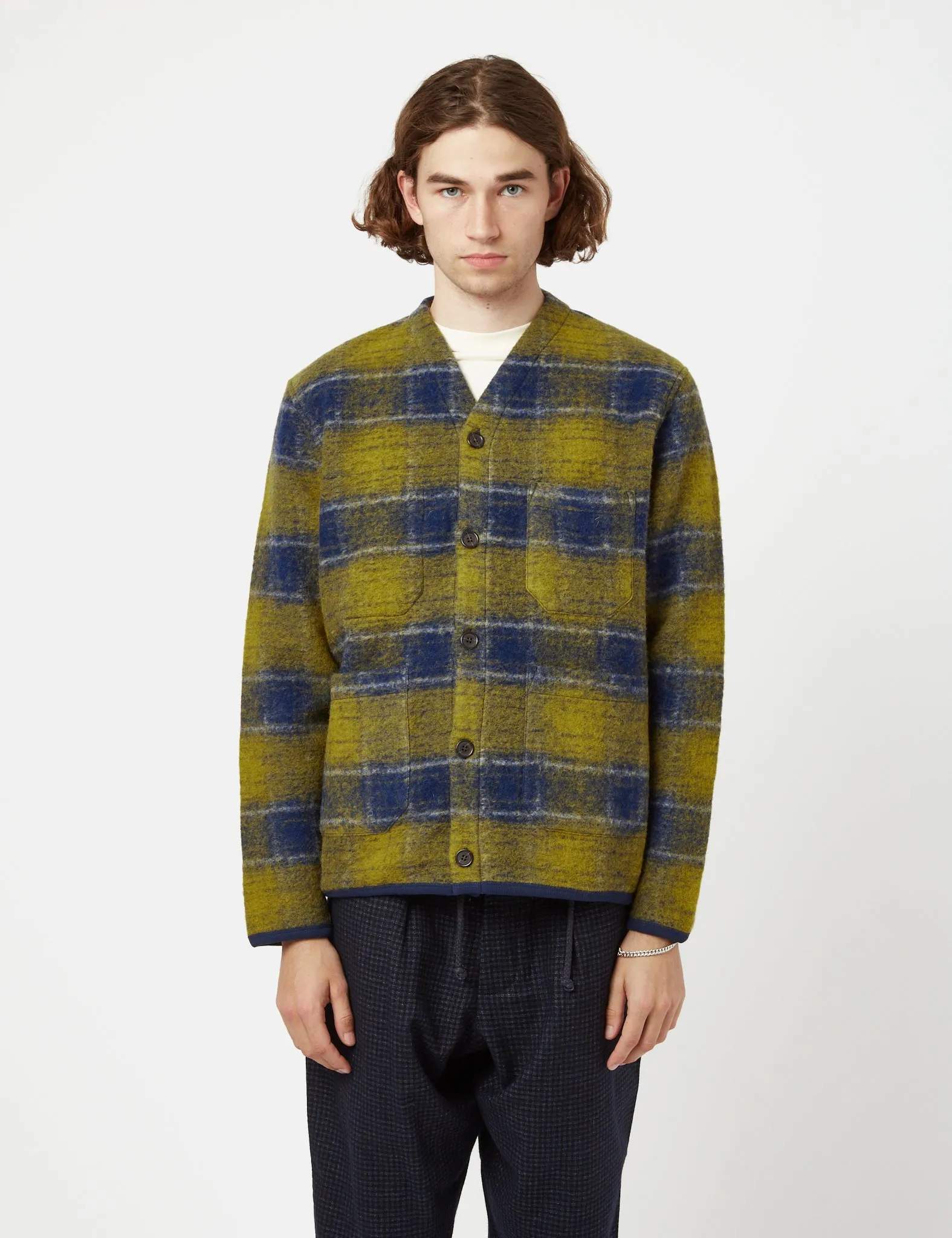 Universal Works Cardigan (Wool Fleece) - Yellow sold by Article London