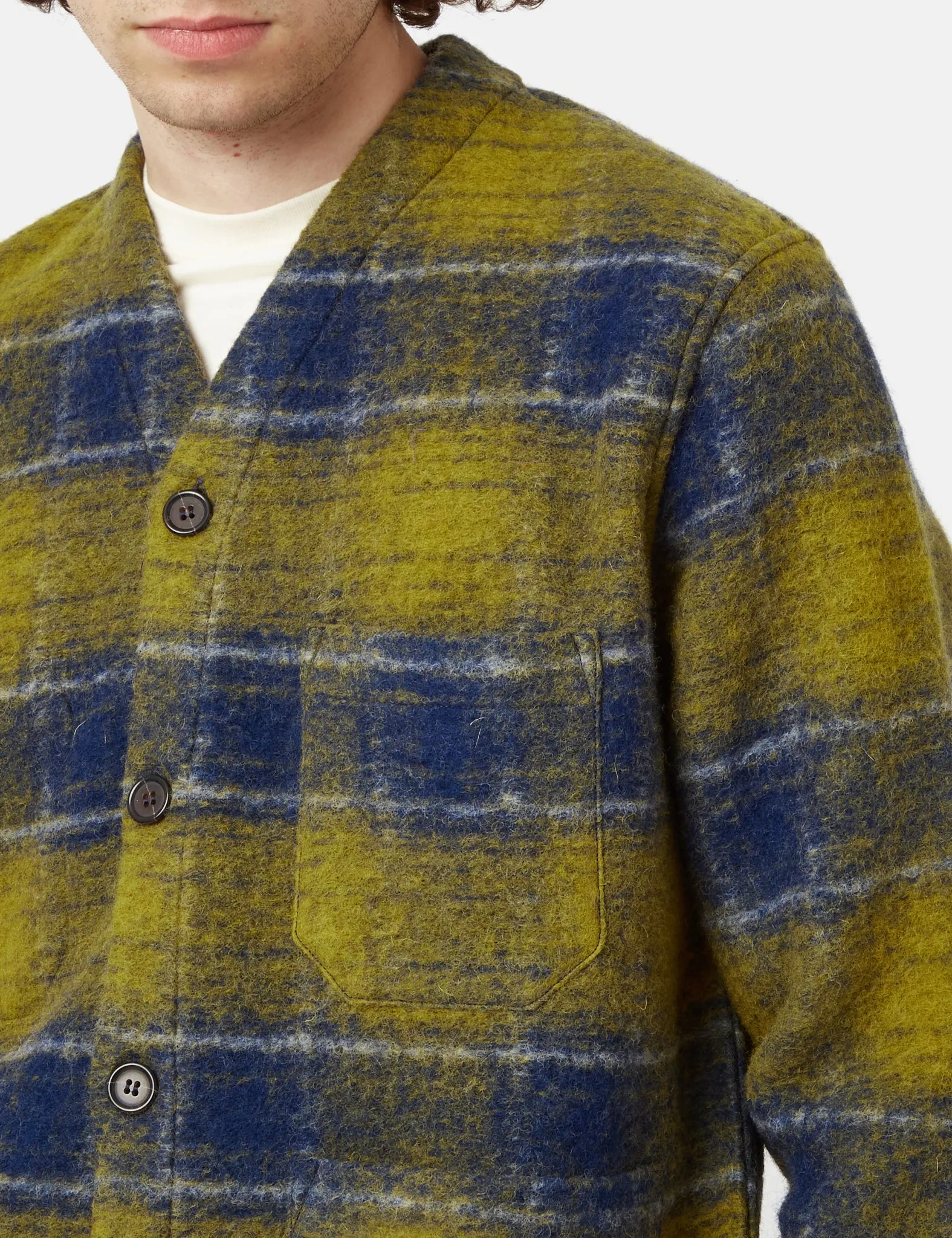 Universal Works Cardigan (Wool Fleece) - Yellow sold by Article London product image thumbnail 2