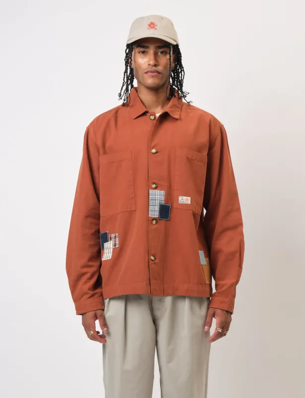 Bhode Hunting Overshirt Twill (Patchwork) - Rust sold by Article London