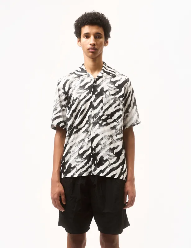 Aries Hibiscus Hawaiian Short Sleeve Shirt - Ecru/Turquoise sold by Article London