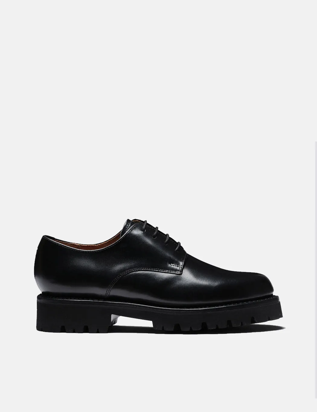 Womens Grenson Evie Derby Shoes (Hi-Shine) - Black sold by Article London