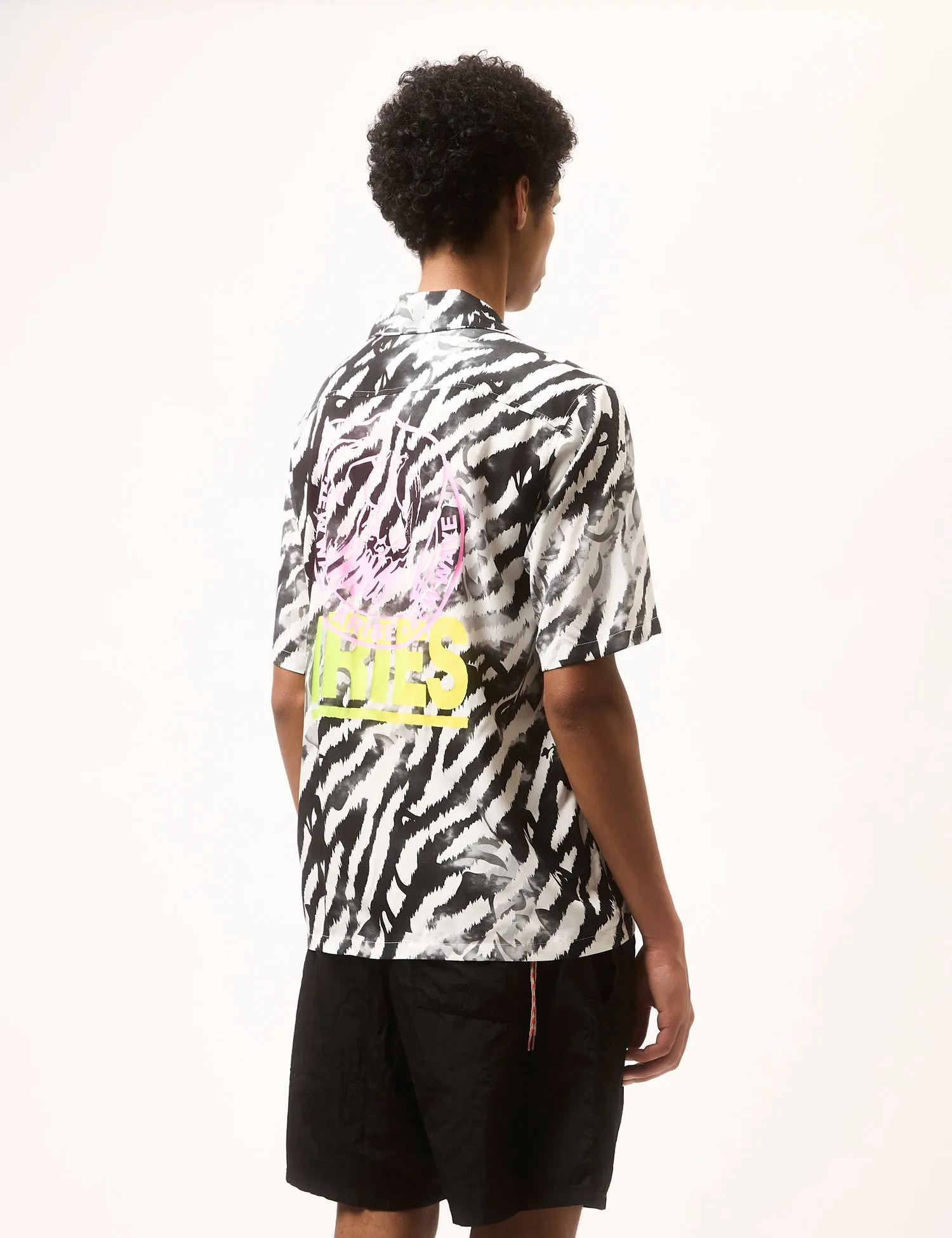 Aries Hibiscus Hawaiian Short Sleeve Shirt - Ecru/Turquoise sold by Article London product image thumbnail 2