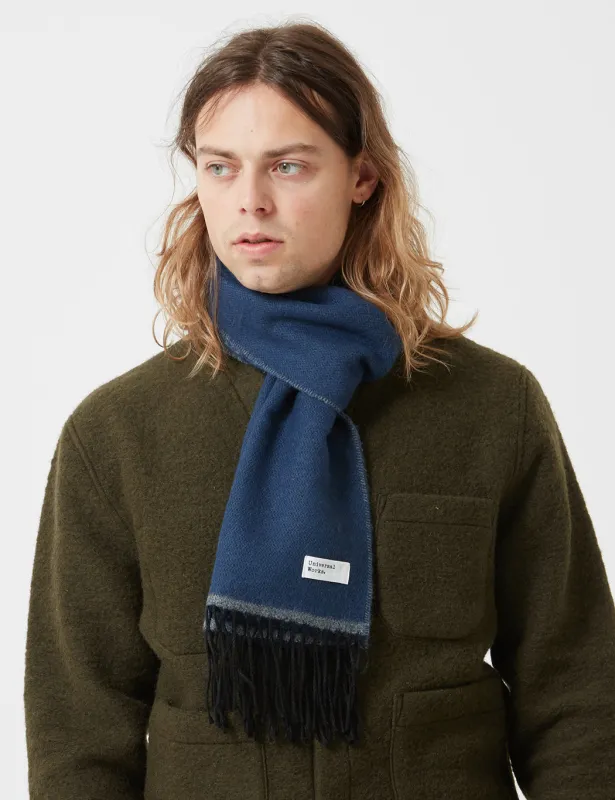 Universal Works Double Sided Scarf - Navy Blue/Grey sold by Article London