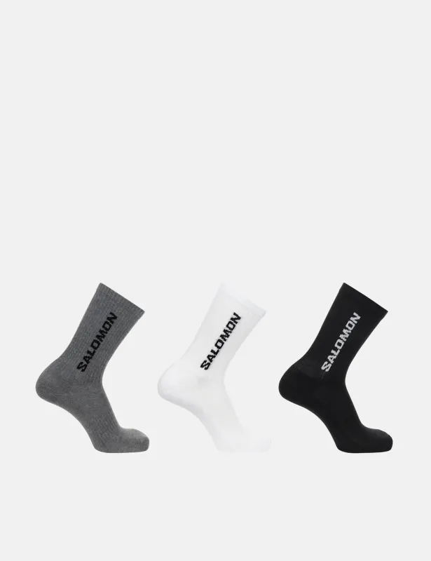 Salomon Everyday Crew Socks (3-Pack) - Black/White/Med Grey Melange made by Salomon