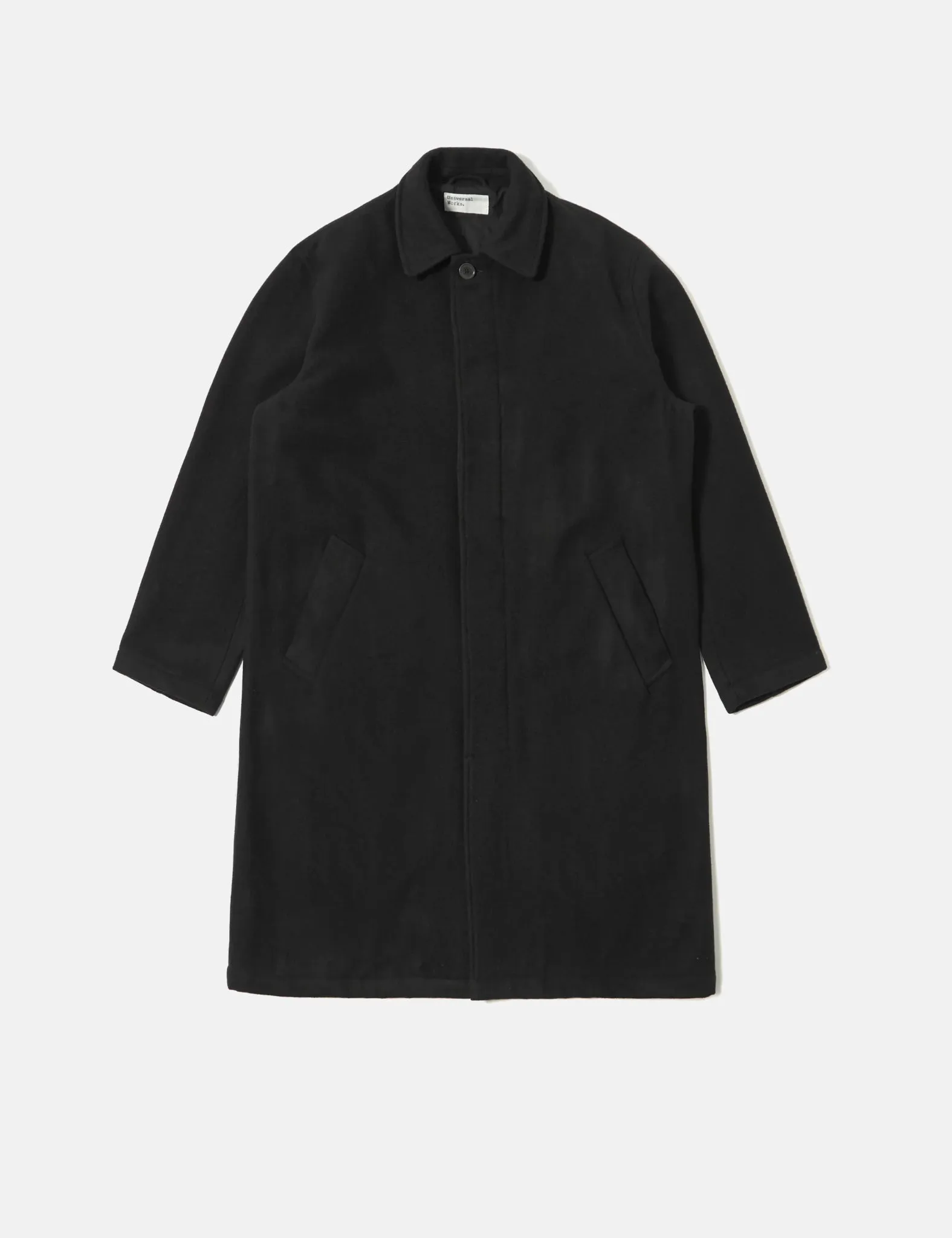 Universal Works Mowbray Wool Mac Coat - Black sold by Article London product image thumbnail 3