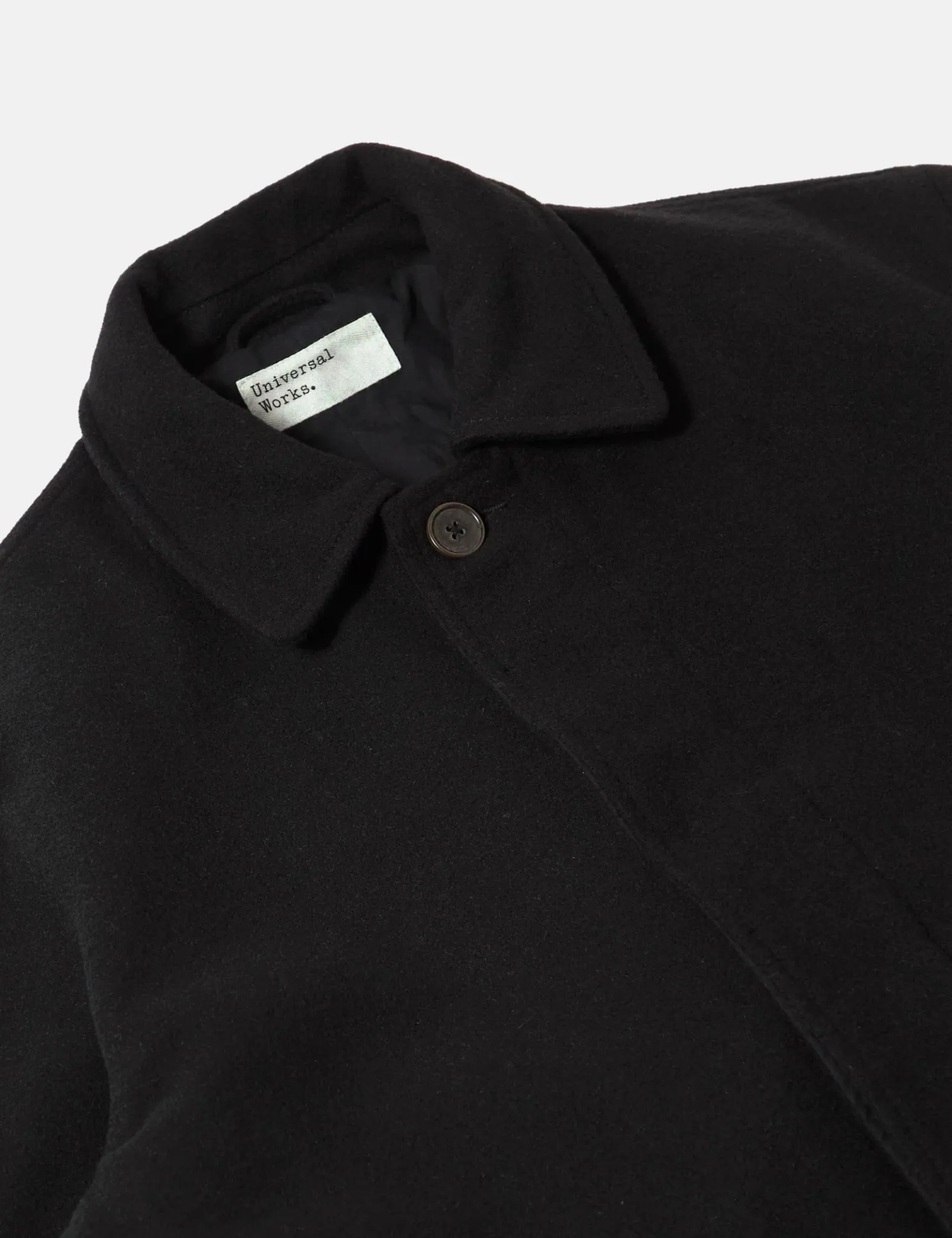 Universal Works Mowbray Wool Mac Coat - Black sold by Article London product image thumbnail 2