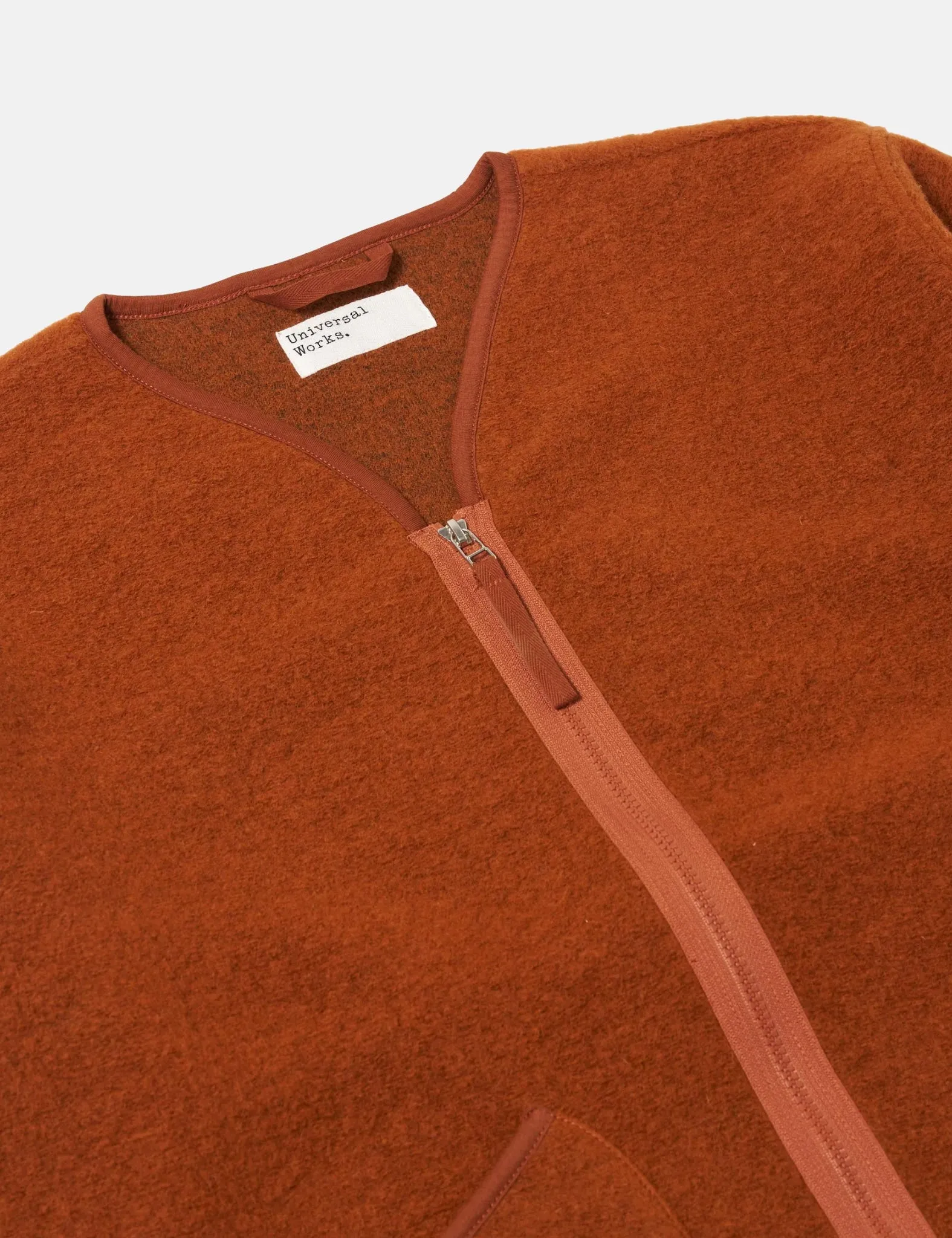 Universal Works Zip Liner Jacket (Wool Fleece) - Rust sold by Article London product image thumbnail 2