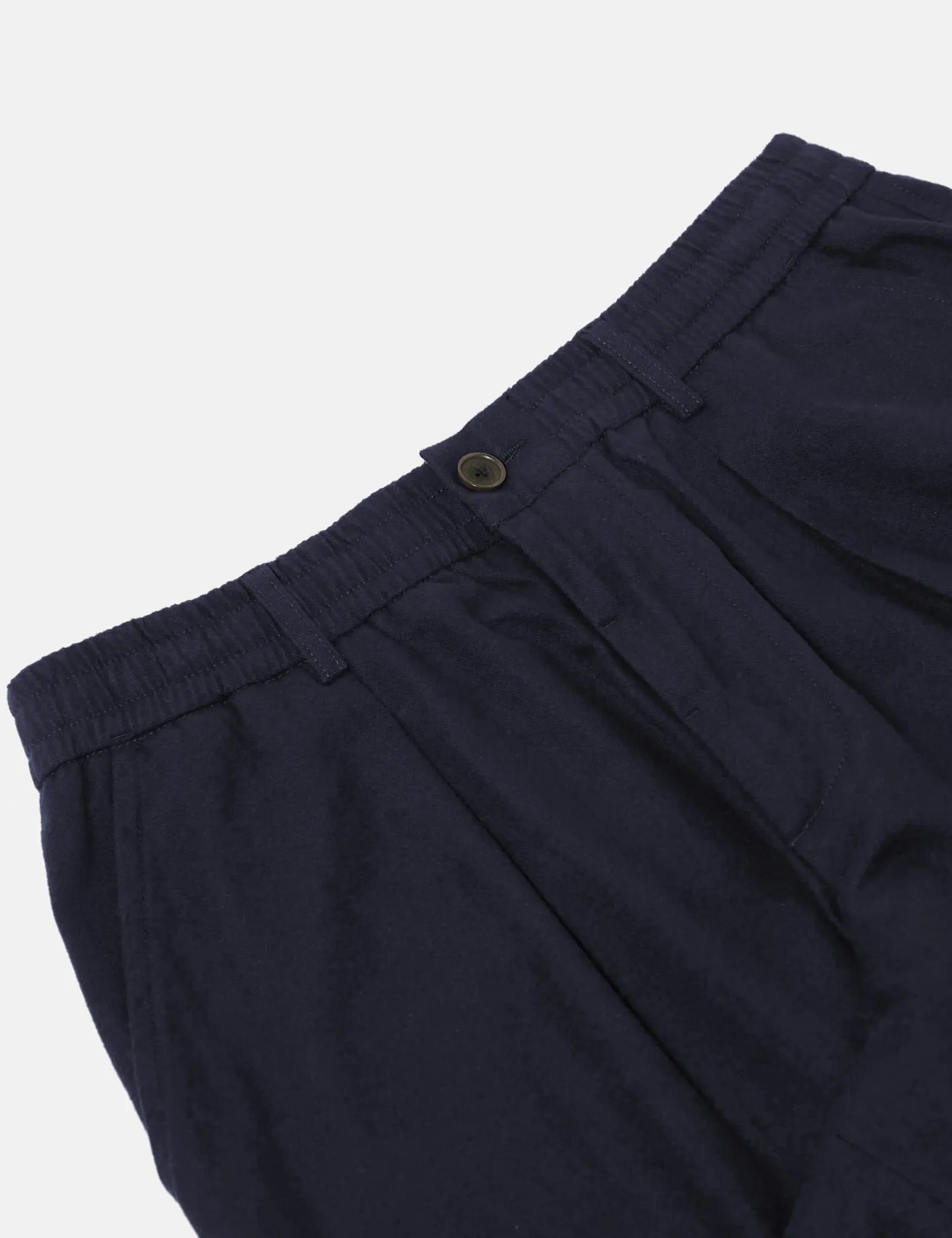 Universal Works Pleated Track Pant (Brushed Moleskin) - Navy Blue sold by Article London product image thumbnail 2