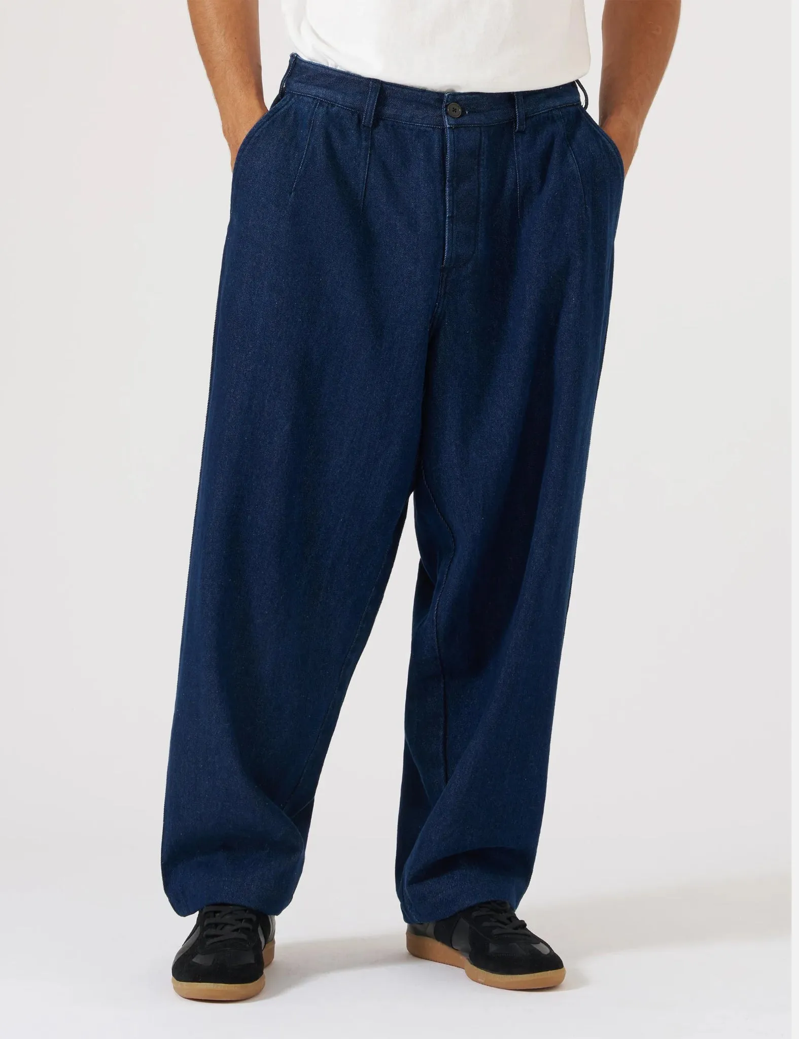 Universal Works Dutch Pant (Denim) - Indigo Blue sold by Article London