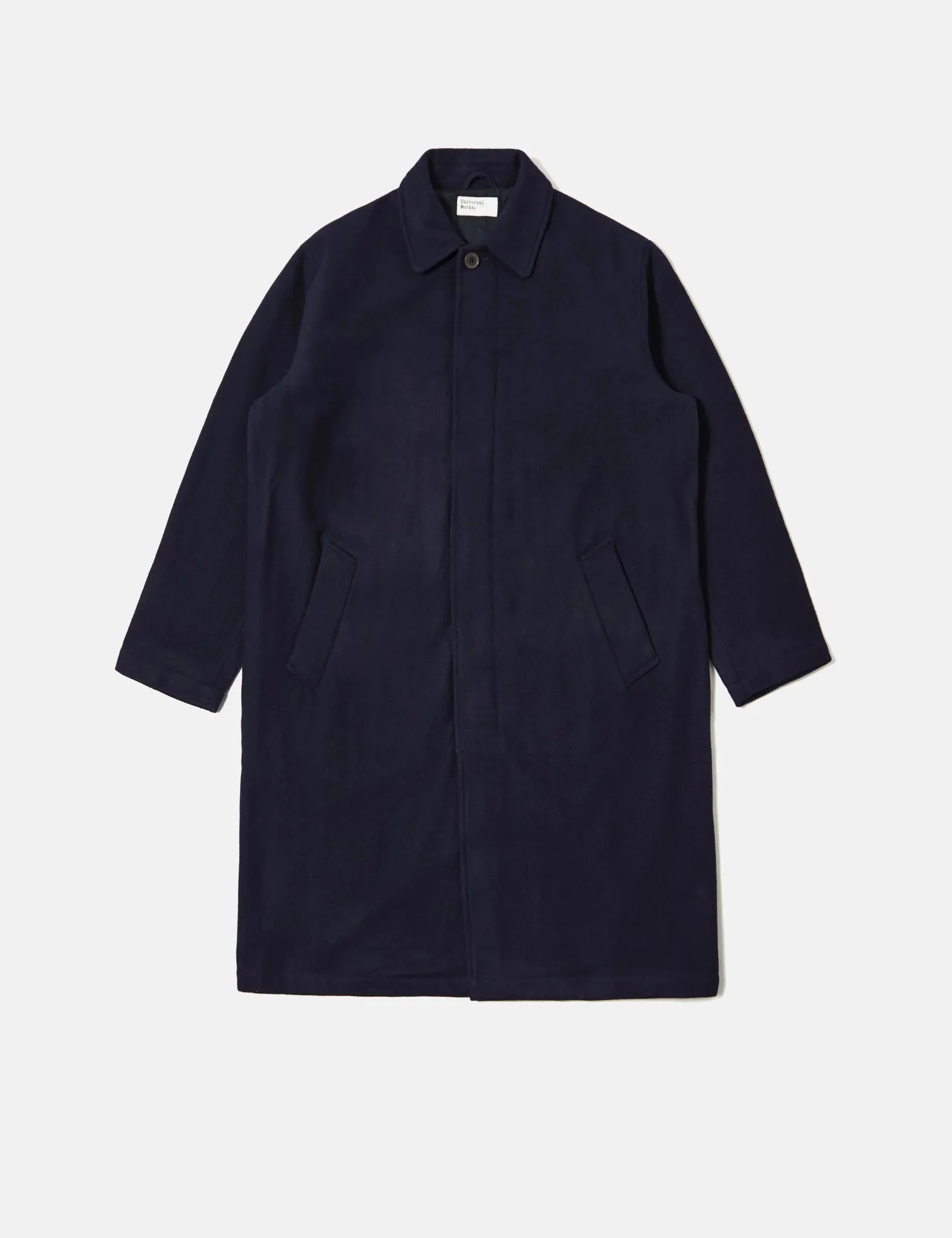 Universal Works Mowbray Wool Mac Coat - Navy Blue sold by Article London product image thumbnail 3