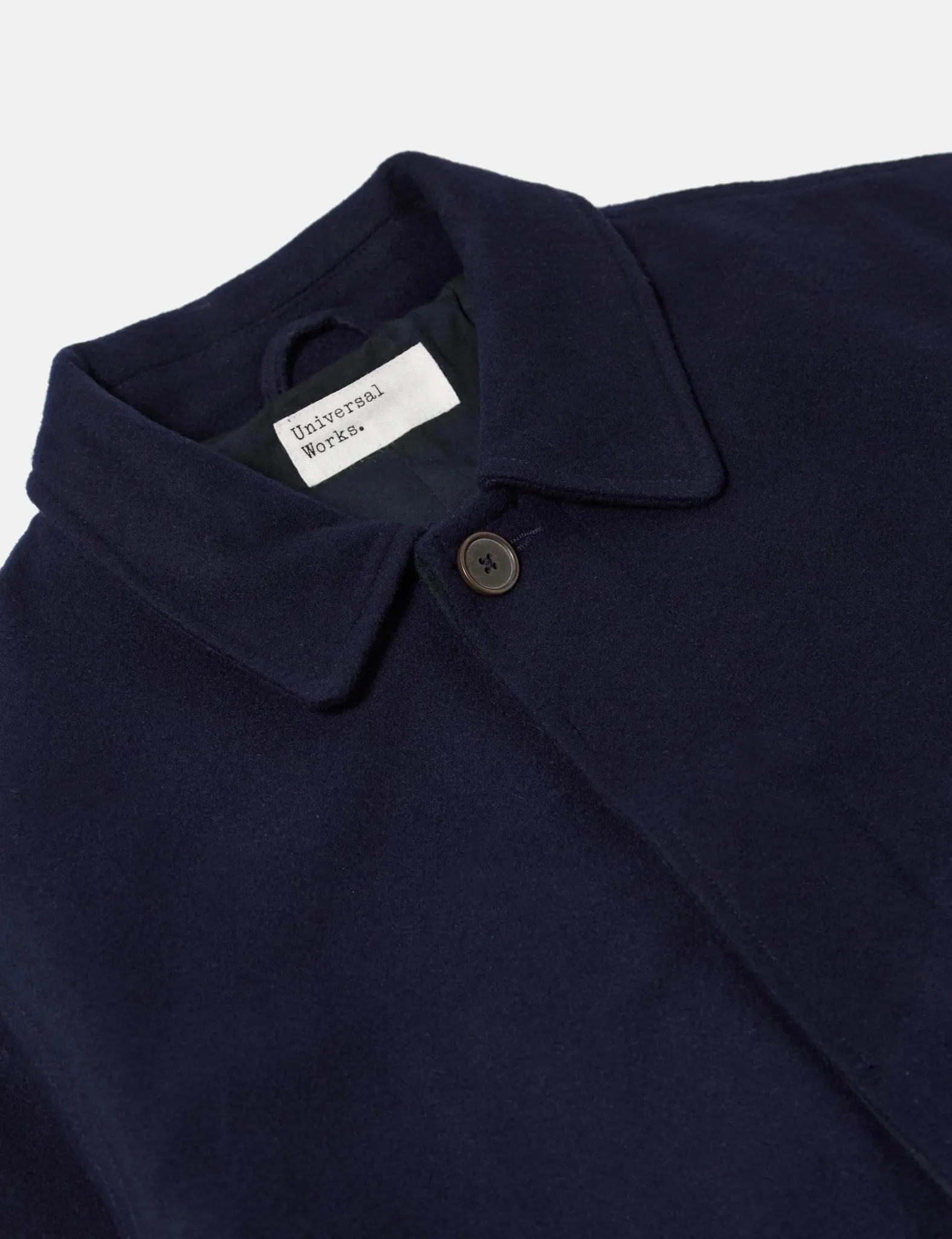 Universal Works Mowbray Wool Mac Coat - Navy Blue sold by Article London product image thumbnail 2