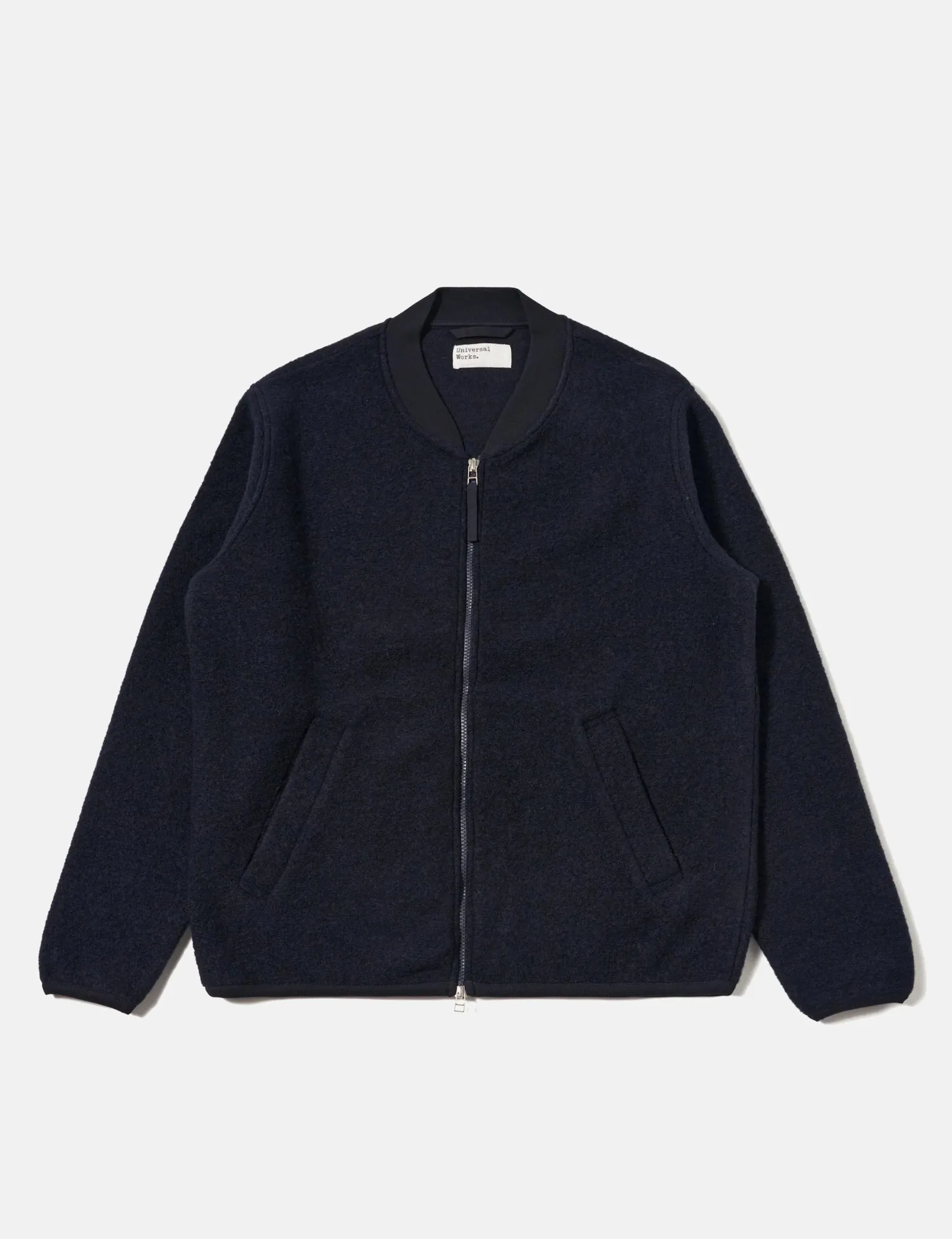 Universal Works Zip Bomber Jacket (Wool Fleece) - Navy Blue sold by Article London product image thumbnail 3