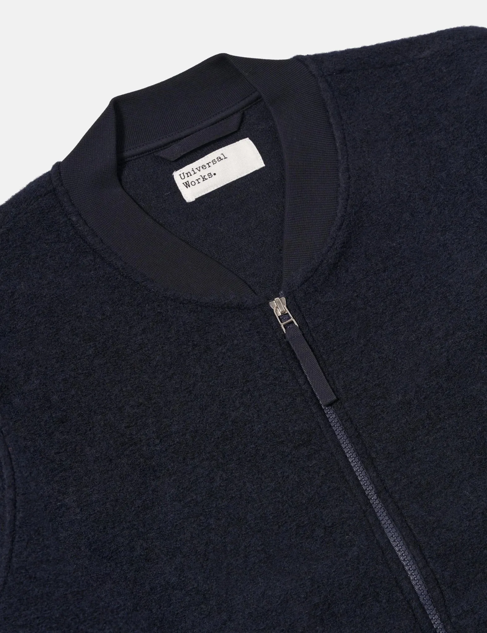 Universal Works Zip Bomber Jacket (Wool Fleece) - Navy Blue sold by Article London product image thumbnail 2