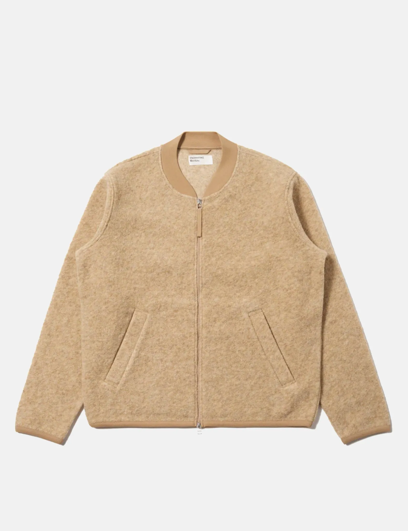 Universal Works Zip Bomber Jacket (Wool Fleece) - Fawn sold by Article London product image thumbnail 3