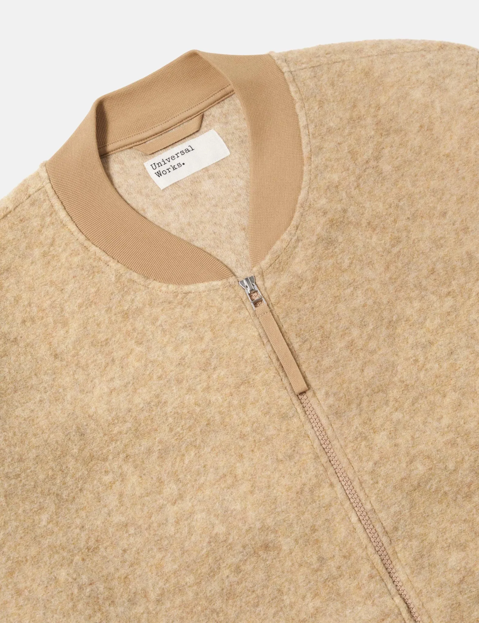 Universal Works Zip Bomber Jacket (Wool Fleece) - Fawn sold by Article London product image thumbnail 2