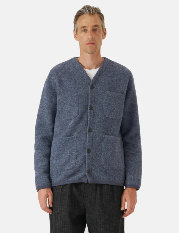 Universal Works Cardigan (Wool Fleece) - Slate Blue sold by Article London