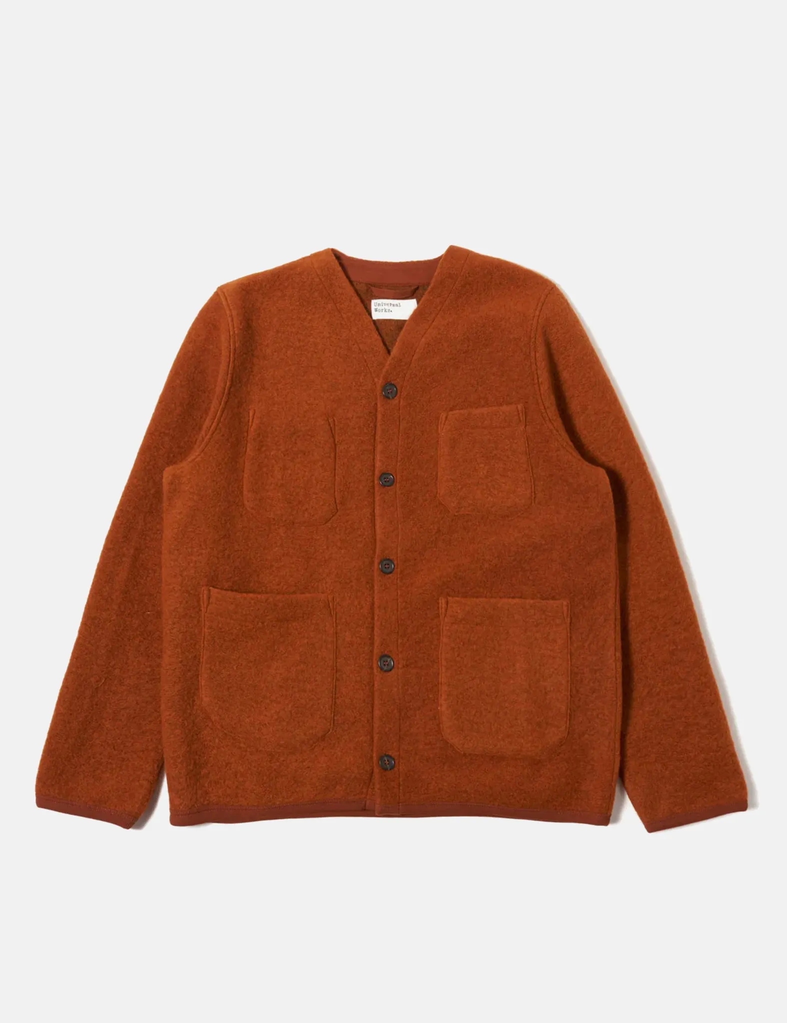 Universal Works Cardigan (Wool Fleece) - Rust sold by Article London product image thumbnail 3