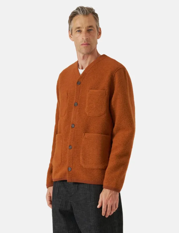 Universal Works Cardigan (Wool Fleece) - Rust sold by Article London