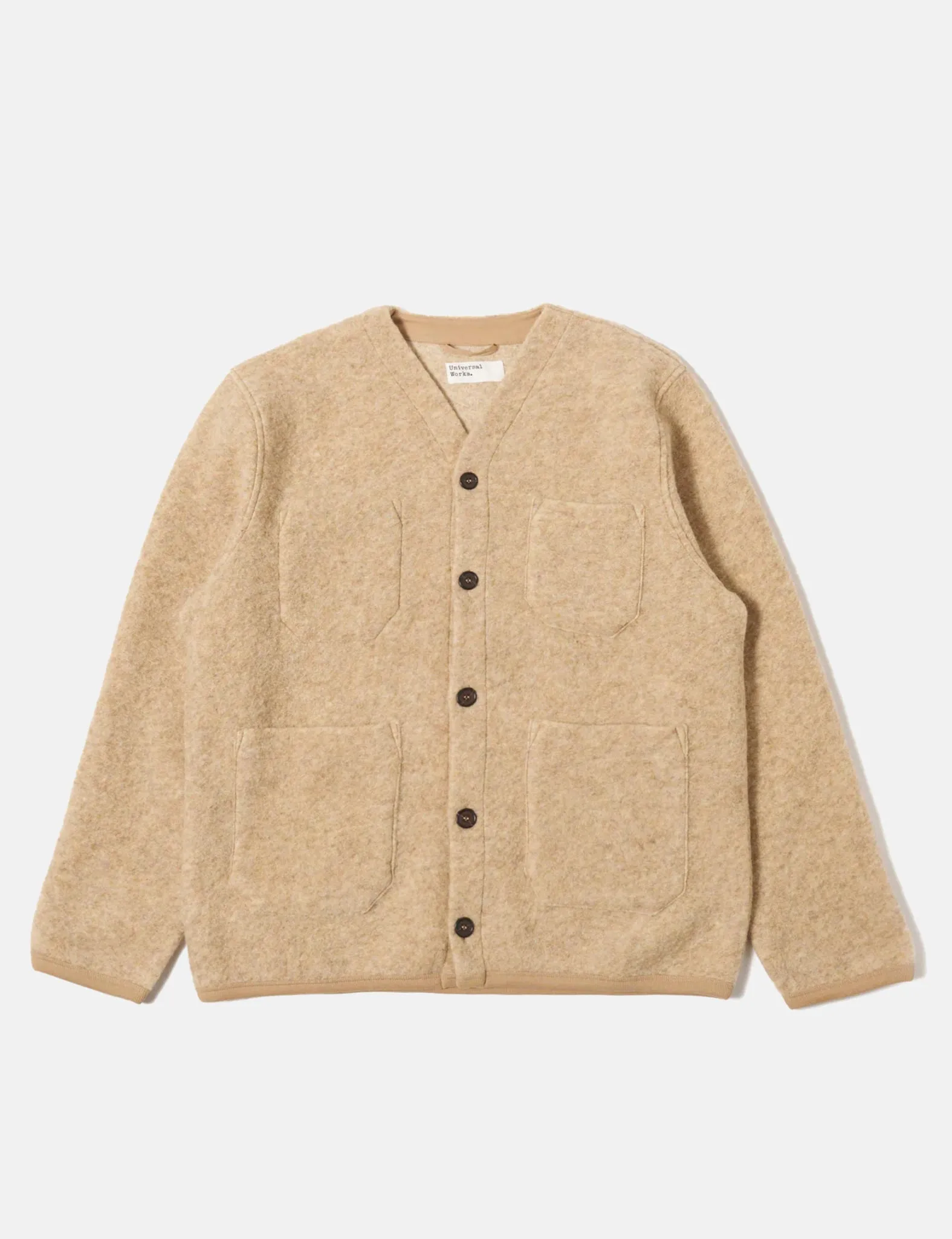Universal Works Cardigan (Wool Fleece) - Fawn sold by Article London product image thumbnail 3