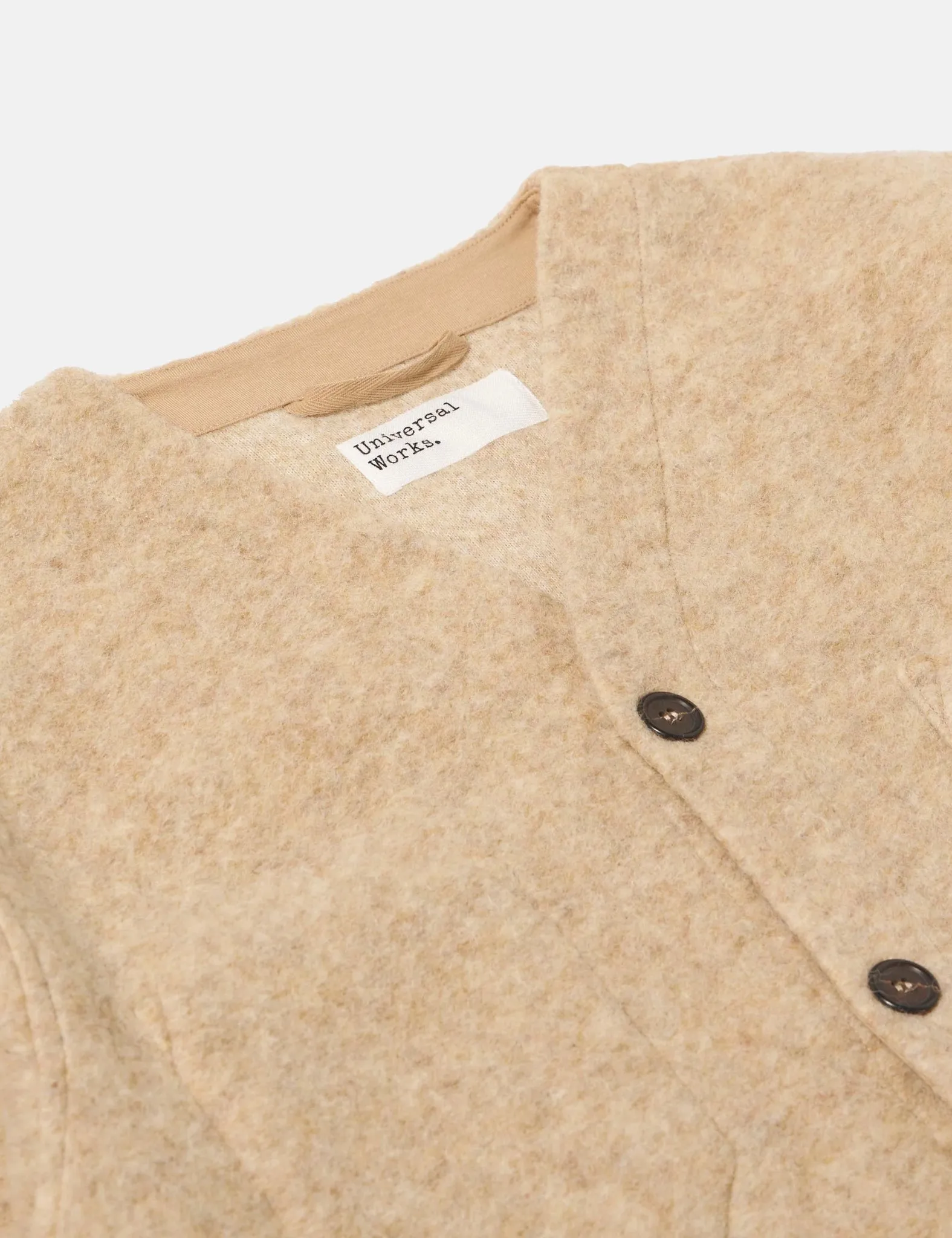 Universal Works Cardigan (Wool Fleece) - Fawn sold by Article London product image thumbnail 2