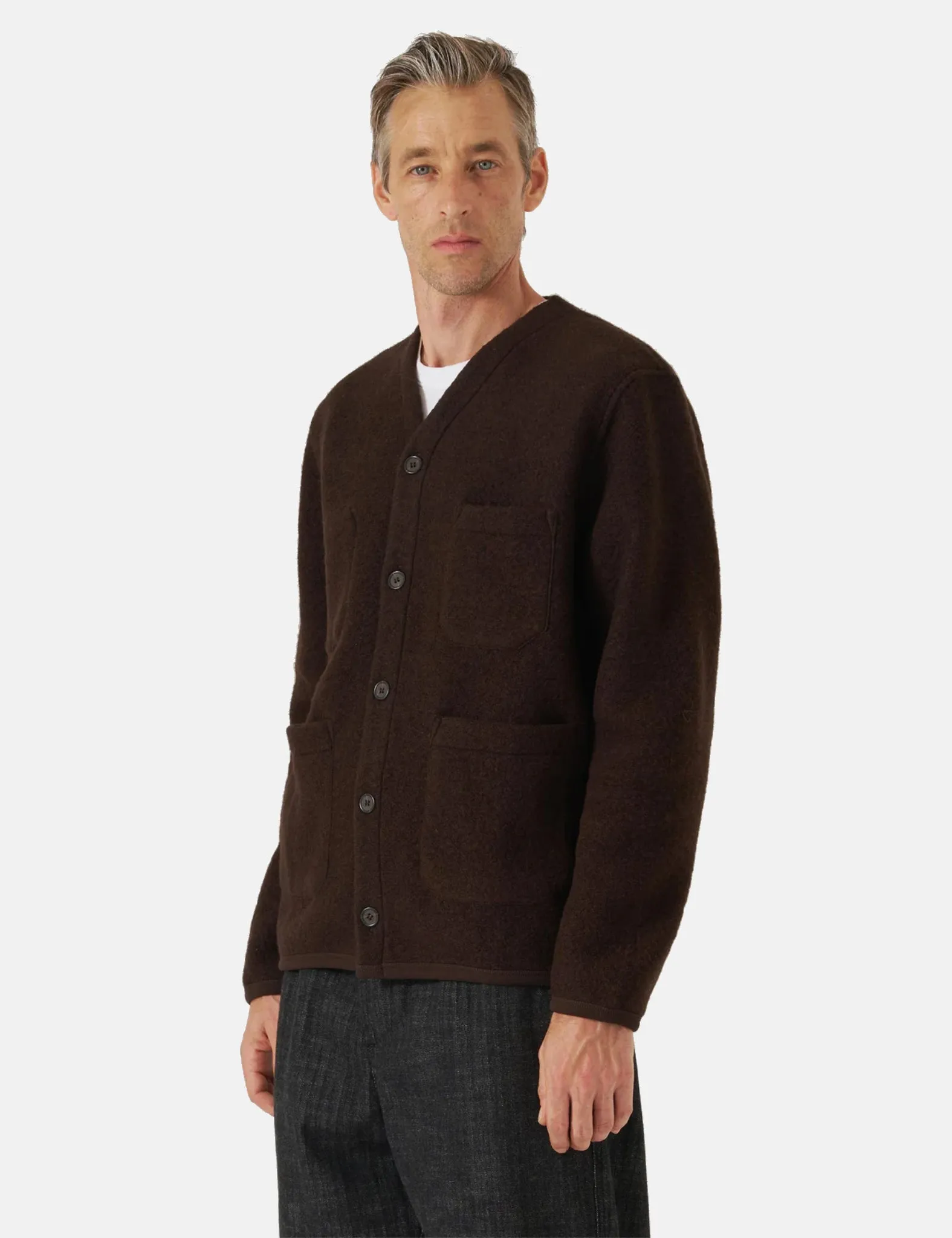 Universal Works Cardigan (Wool Fleece) - Brown sold by Article London