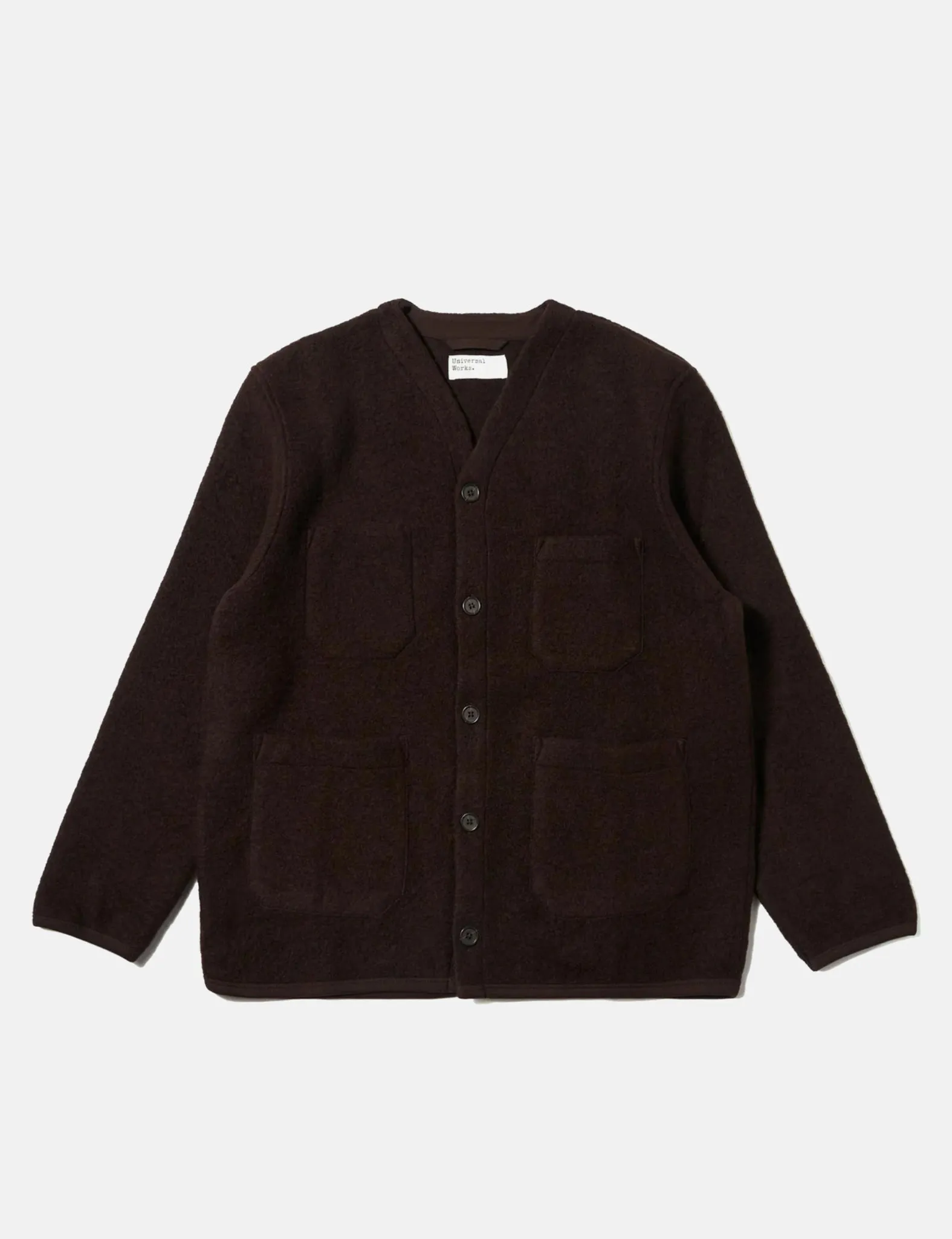 Universal Works Cardigan (Wool Fleece) - Brown sold by Article London product image thumbnail 3
