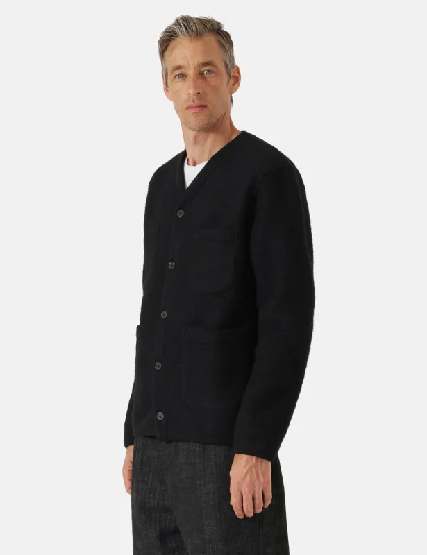 Universal Works Cardigan (Wool Fleece) - Black sold by Article London