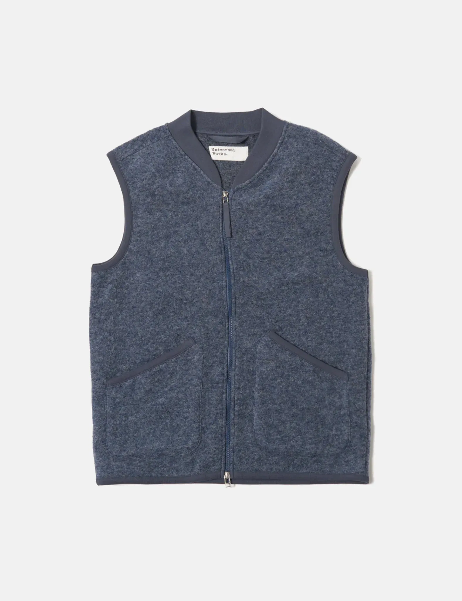 Universal Works Zip Waistcoat (Wool Fleece) - Slate Blue sold by Article London product image thumbnail 2