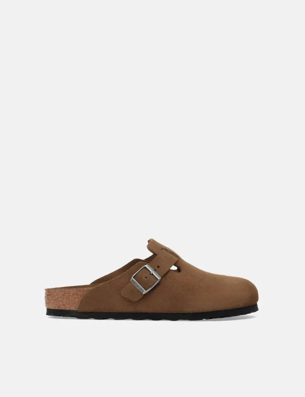 Birkenstock Boston Suede Clogs (Regular) - Dark Tea Brown sold by Article London