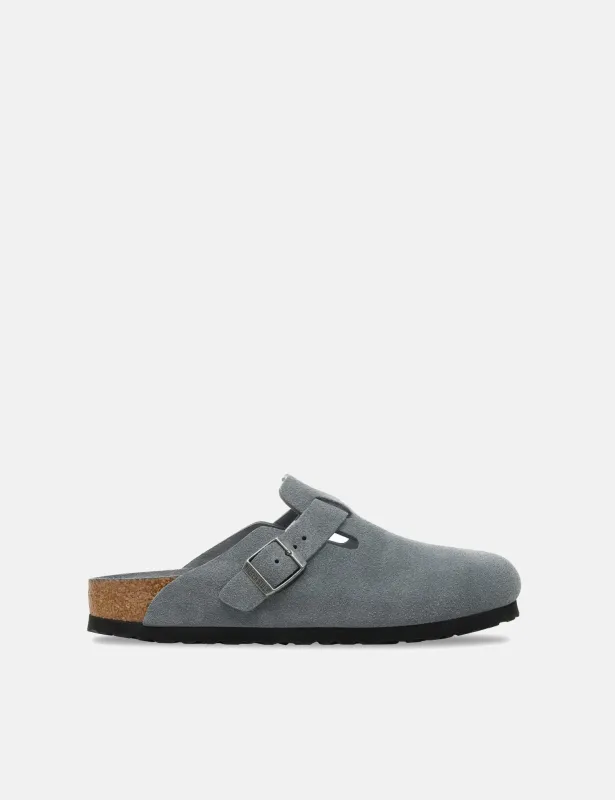 Birkenstock Boston Suede Clogs (Regular) - Basalt Gray sold by Article London