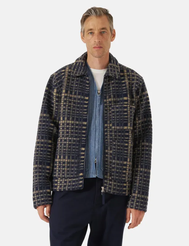 Universal Works Zip Uniform Jacket (Telepass Fleece) - Navy Blue sold by Article London