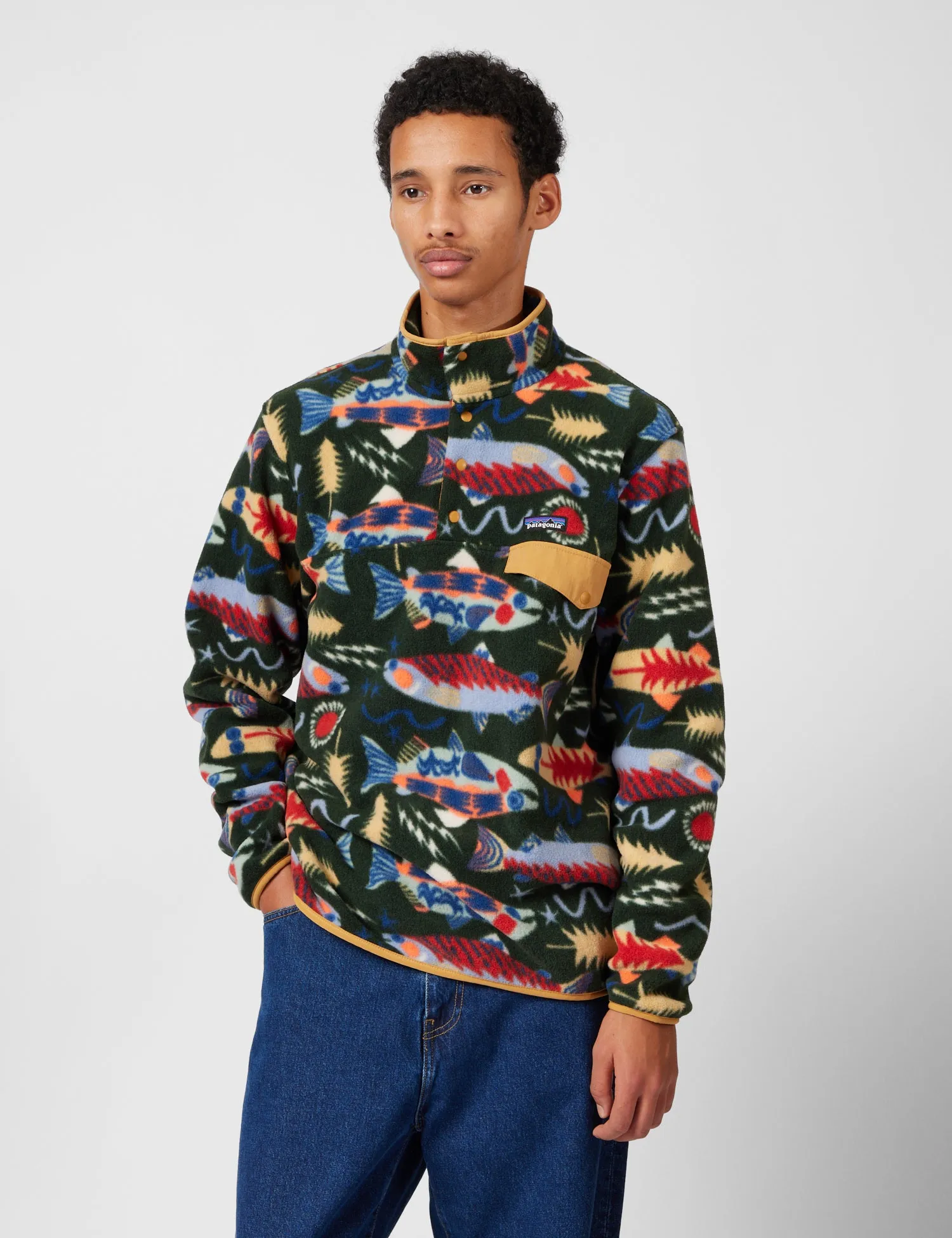 Patagonia LW Synchilla Snap-T Fleece - Salmon Energy: Old Growth Green sold by Article London