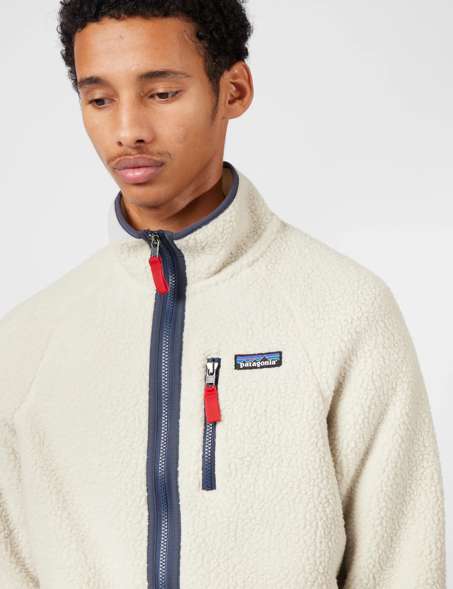 Patagonia Retro Pile Fleece Jacket - Pelican w/Smolder Blue sold by Article London product image thumbnail 2