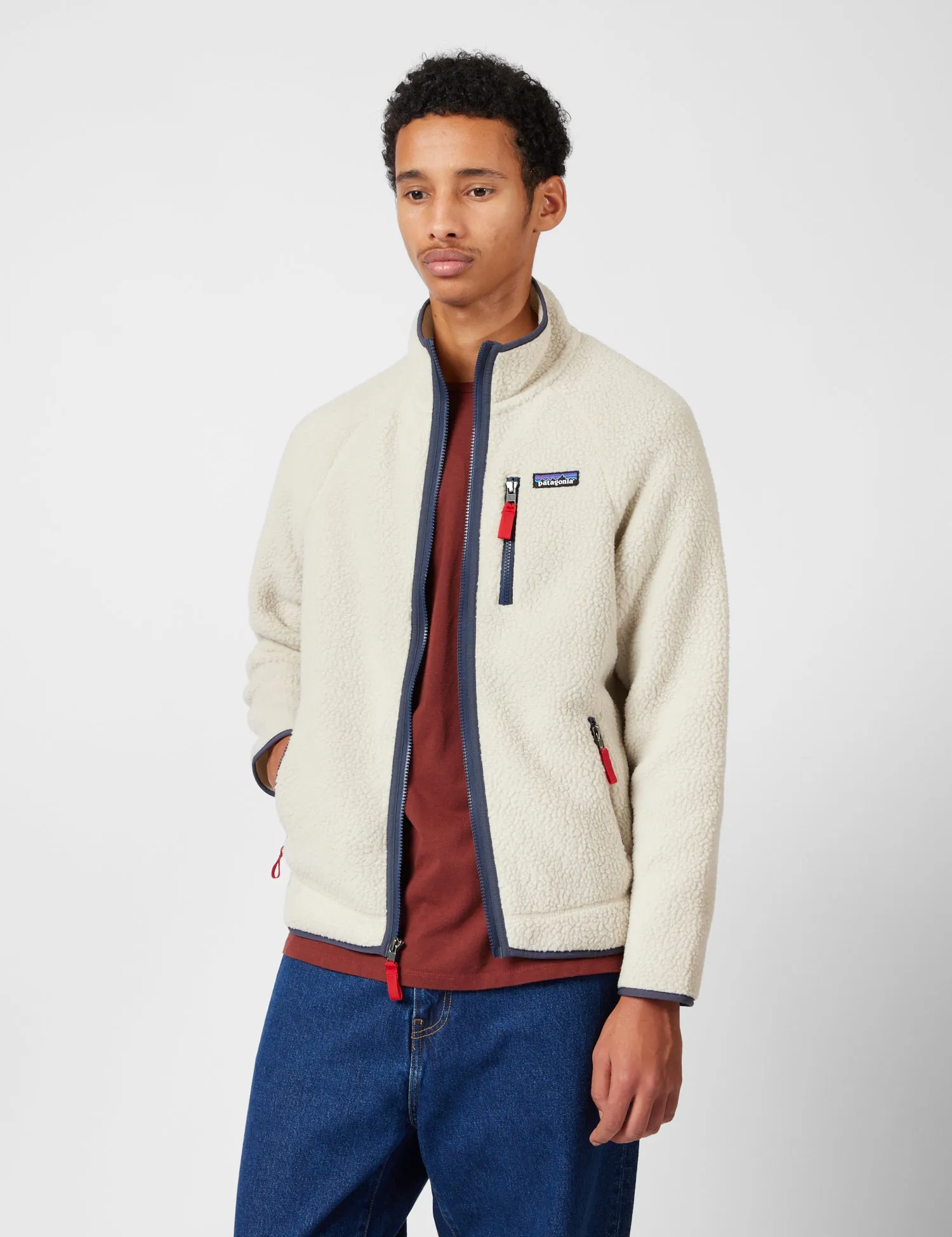 Patagonia Retro Pile Fleece Jacket - Pelican w/Smolder Blue sold by Article London product image thumbnail 5