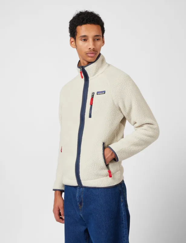 Patagonia Retro Pile Fleece Jacket - Pelican w/Smolder Blue sold by Article London