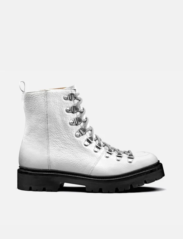 Womens Grenson Nanette Hiker Boots (Softie Leather) - White/Black Sole sold by Article London