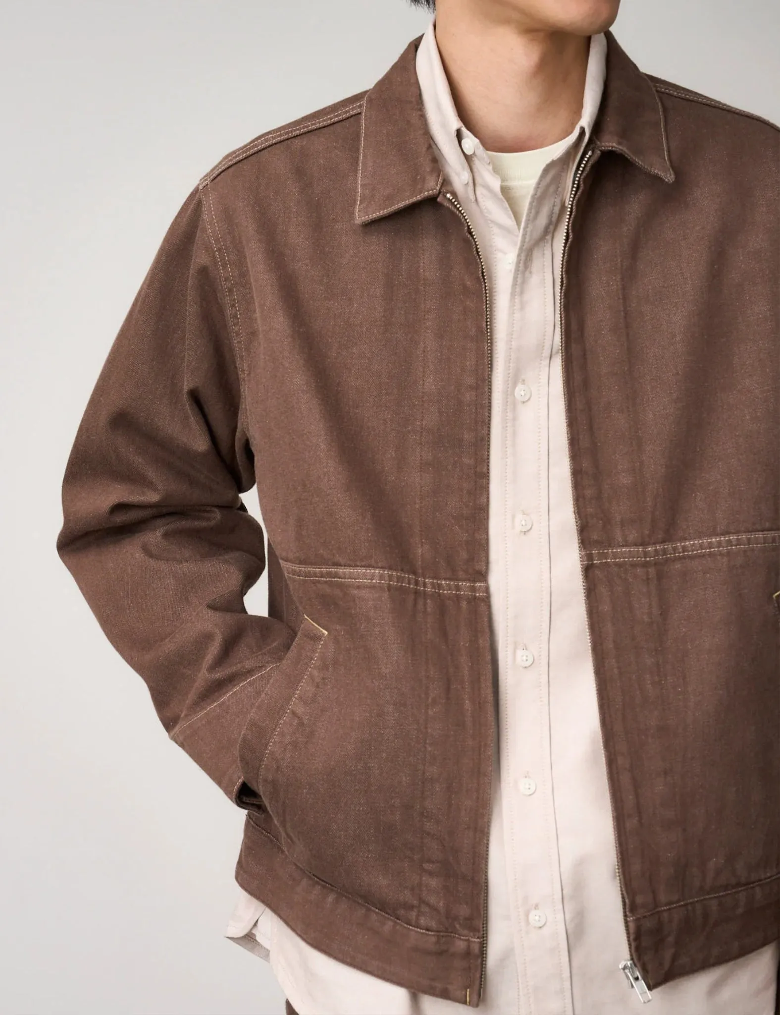 Gramicci Japanese Slub Denim Jacket - Amber Brown sold by Article London product image thumbnail 3