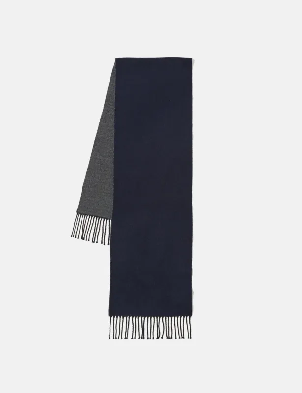 Universal Works Double Sided Scarf - Navy Blue/Mid Grey sold by Article London