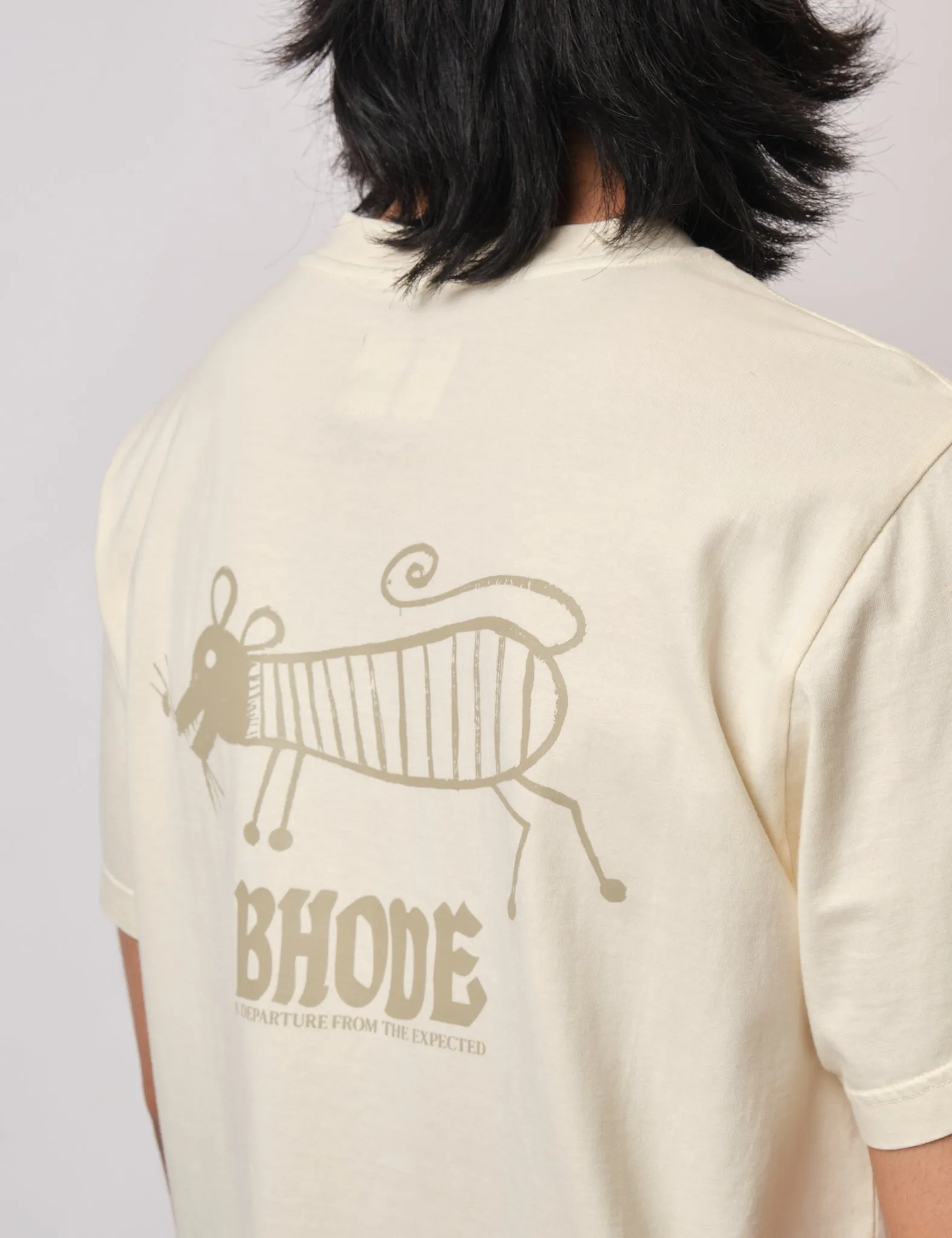 Bhode Stray Dogs Pigment Dyed T-Shirt - Natural sold by Article London product image thumbnail 2