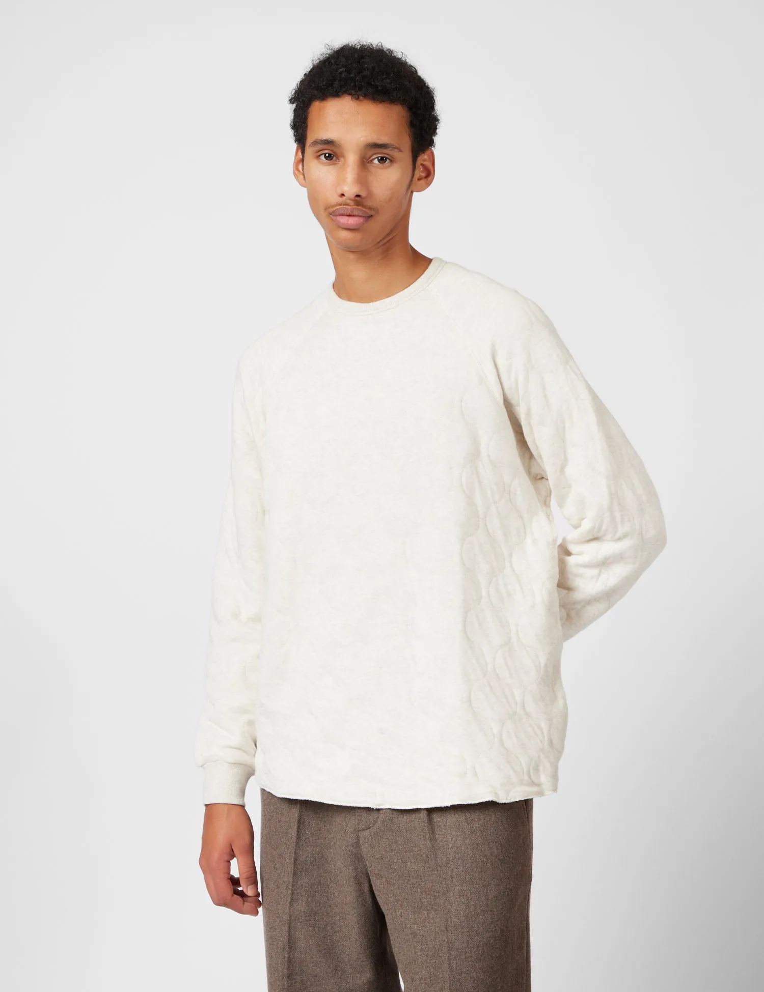 Beams Plus MIL Quilt Crew Sweatshirt - Oatmeal sold by Article London product image thumbnail 5