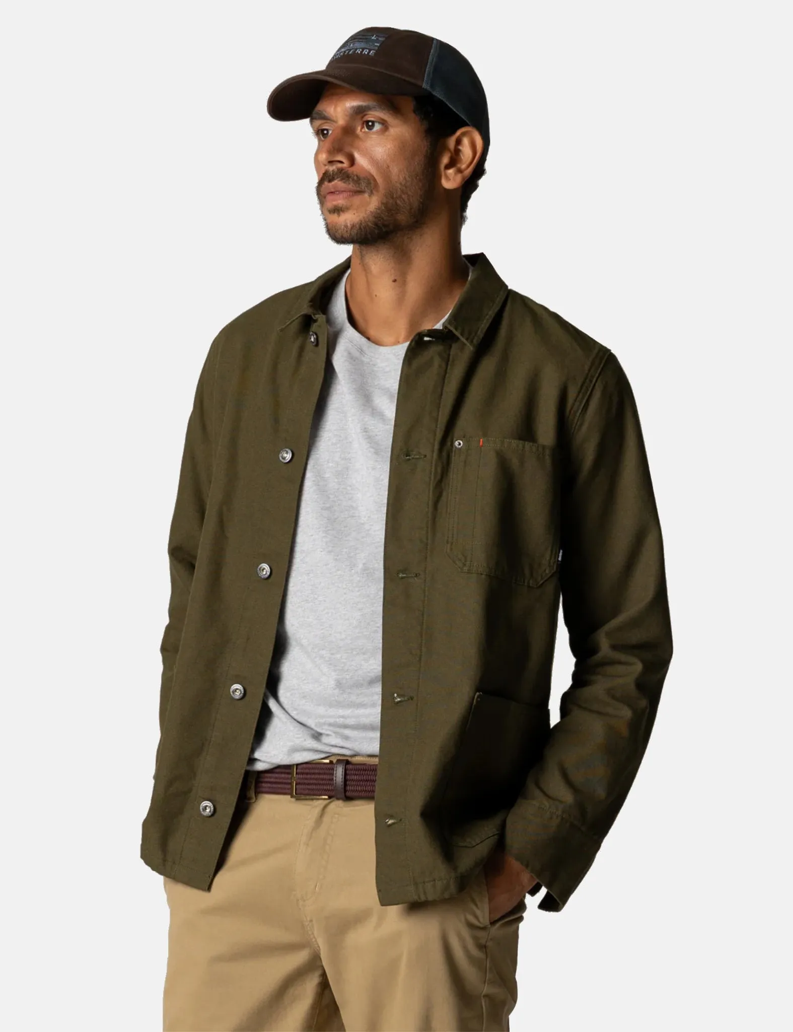 Finisterre Basset Flannel Lined Jacket - Olive Green sold by Article London