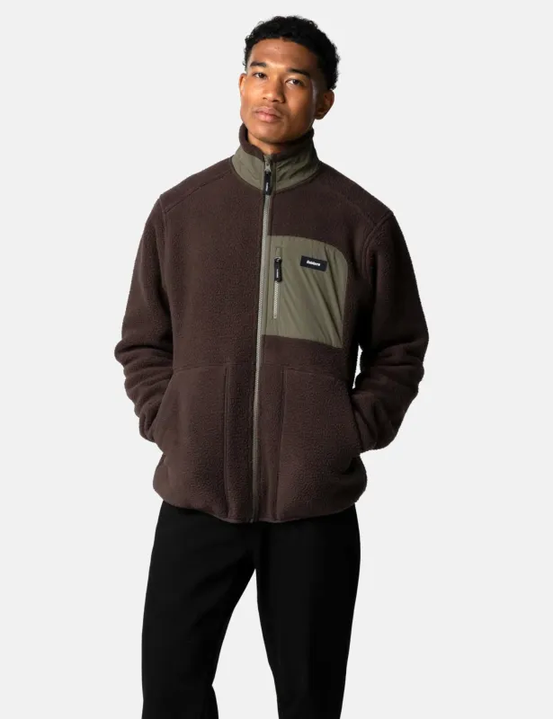 Finisterre Bolster Full Zip Fleece - Burnt Umber/Olive Green sold by Article London