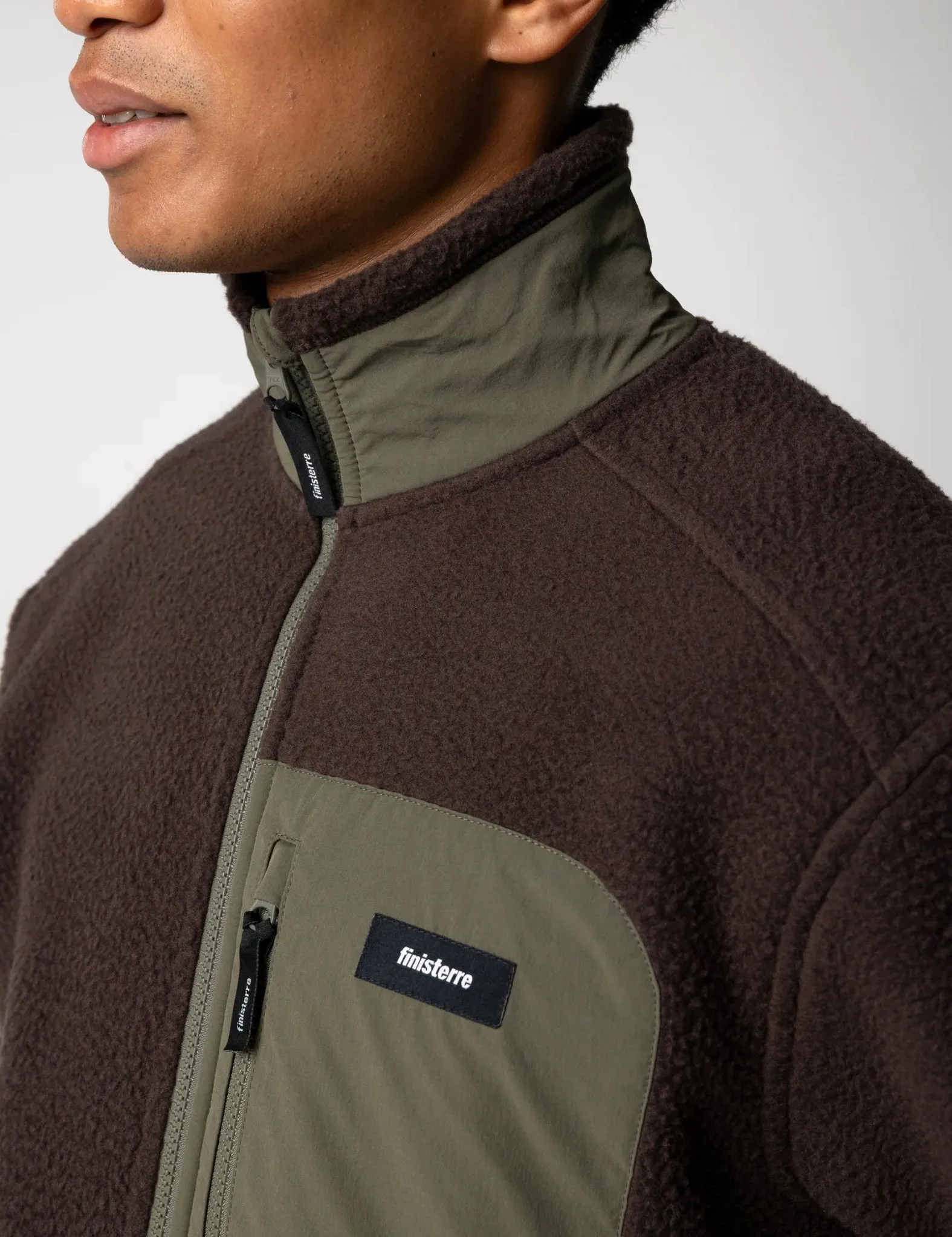 Finisterre Bolster Full Zip Fleece - Burnt Umber/Olive Green sold by Article London product image thumbnail 2
