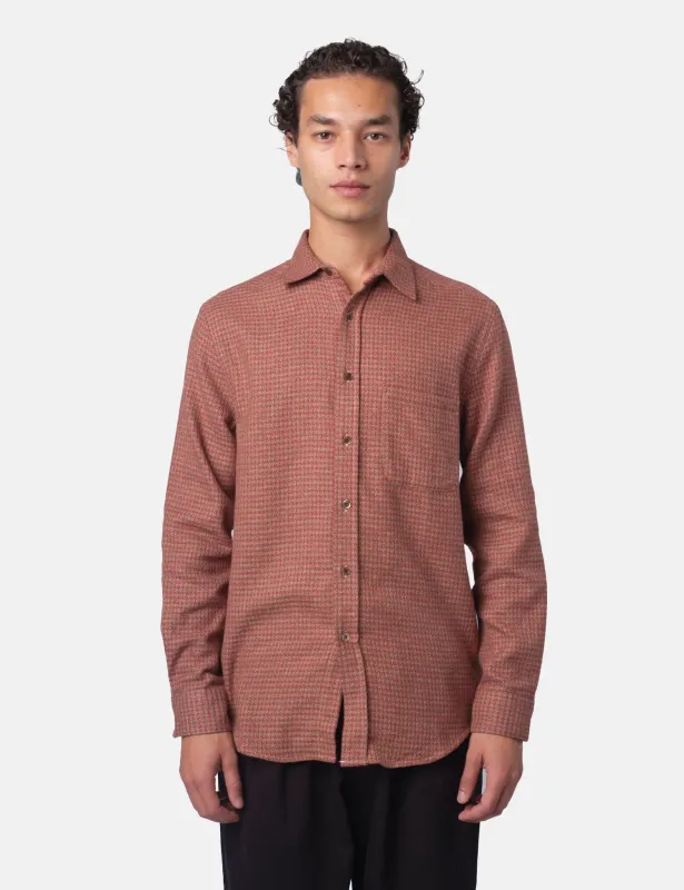 Portuguese Flannel Abstract Pied Poule Shirt - Clay sold by Article London