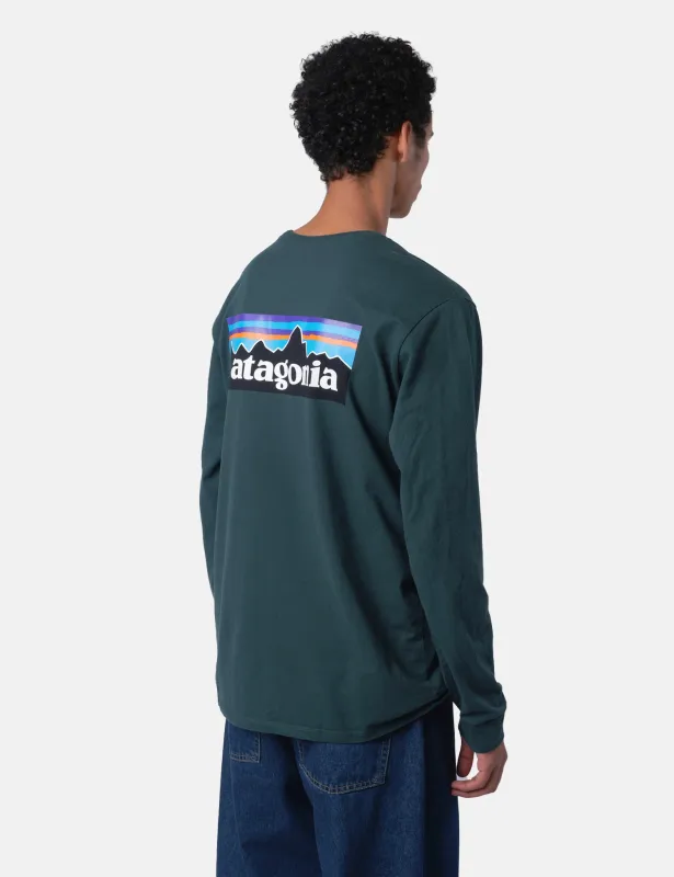 Patagonia P-6 Logo Responsibili-Tee Long Sleeved T-Shirt - Cascade Green made by Patagonia