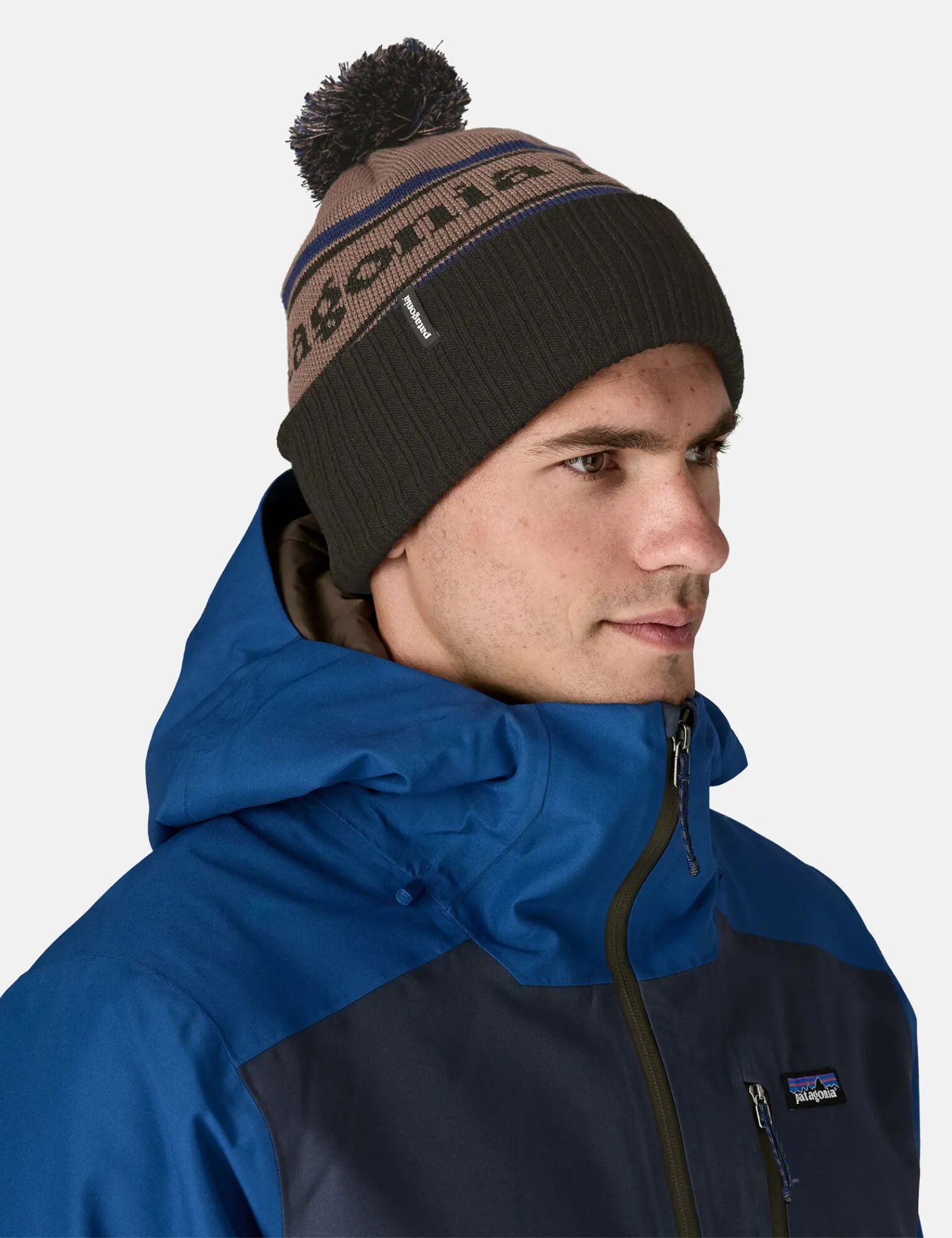 Patagonia Powder Town Beanie Hat (Park Stripe) - Marlow Brown sold by Article London product image thumbnail 2