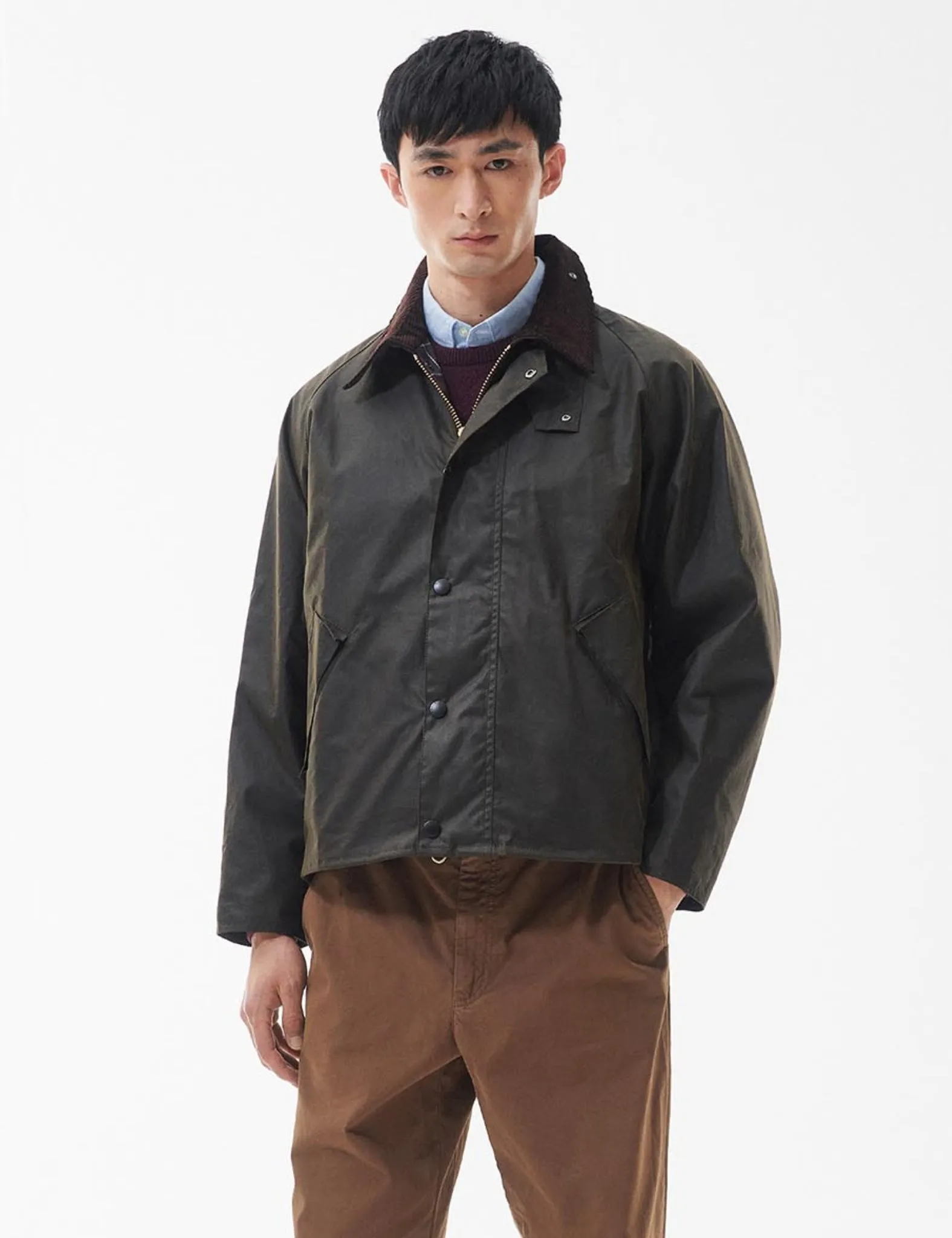 Barbour OS Transport Wax Jacket - Olive sold by Article London